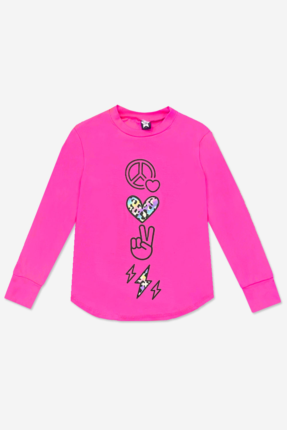 Modal Long Sleeve Shirttail Top - Black Ombre Emojis