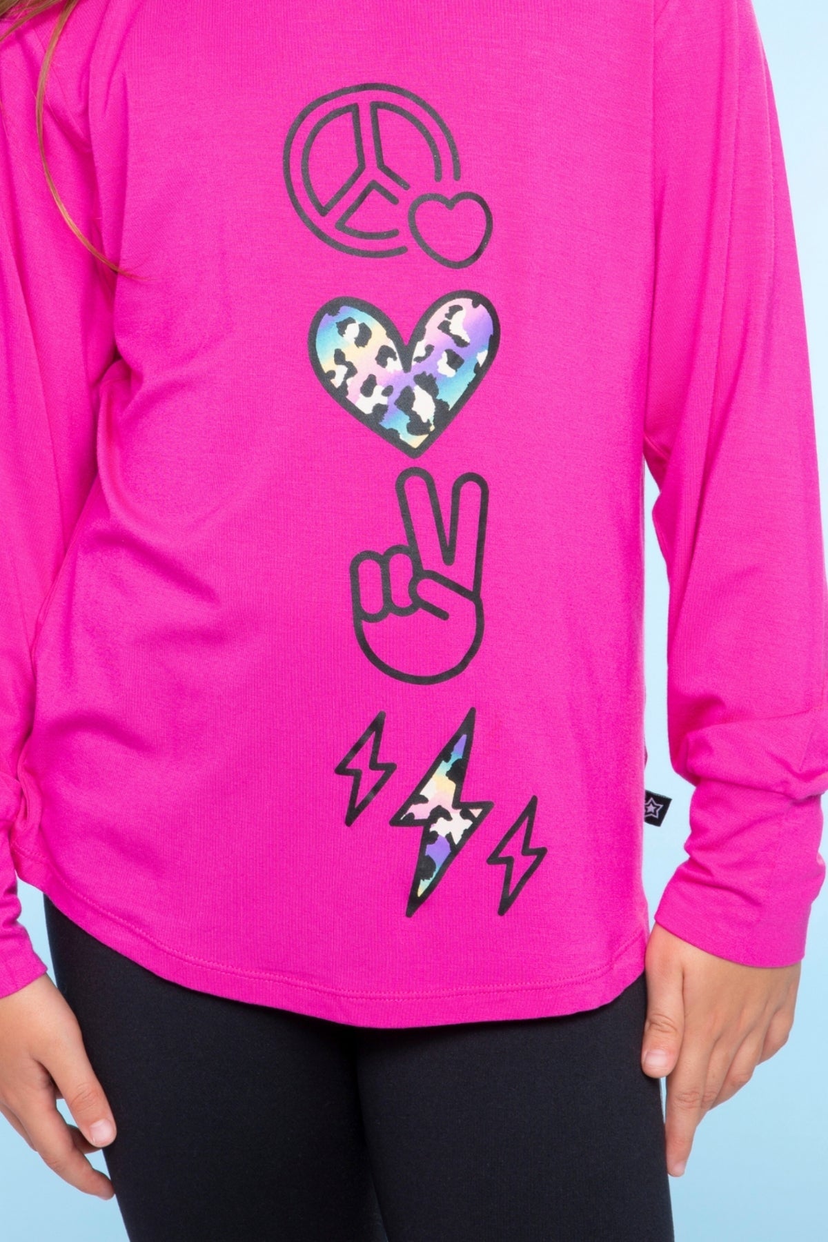 Modal Long Sleeve Shirttail Top - Black Ombre Emojis