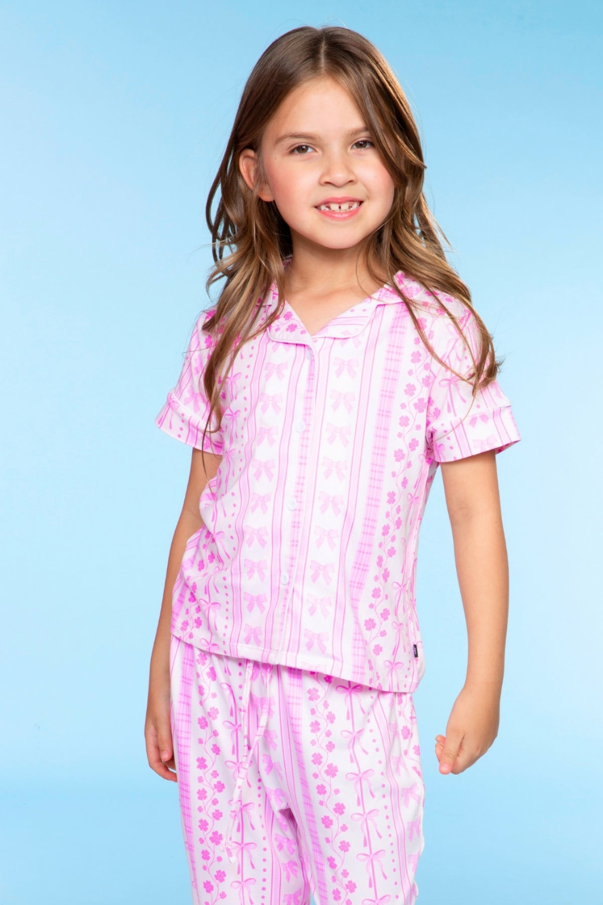 Simply Soft Button Down Tee & Karate Pant - Lt Pink Paris Icons