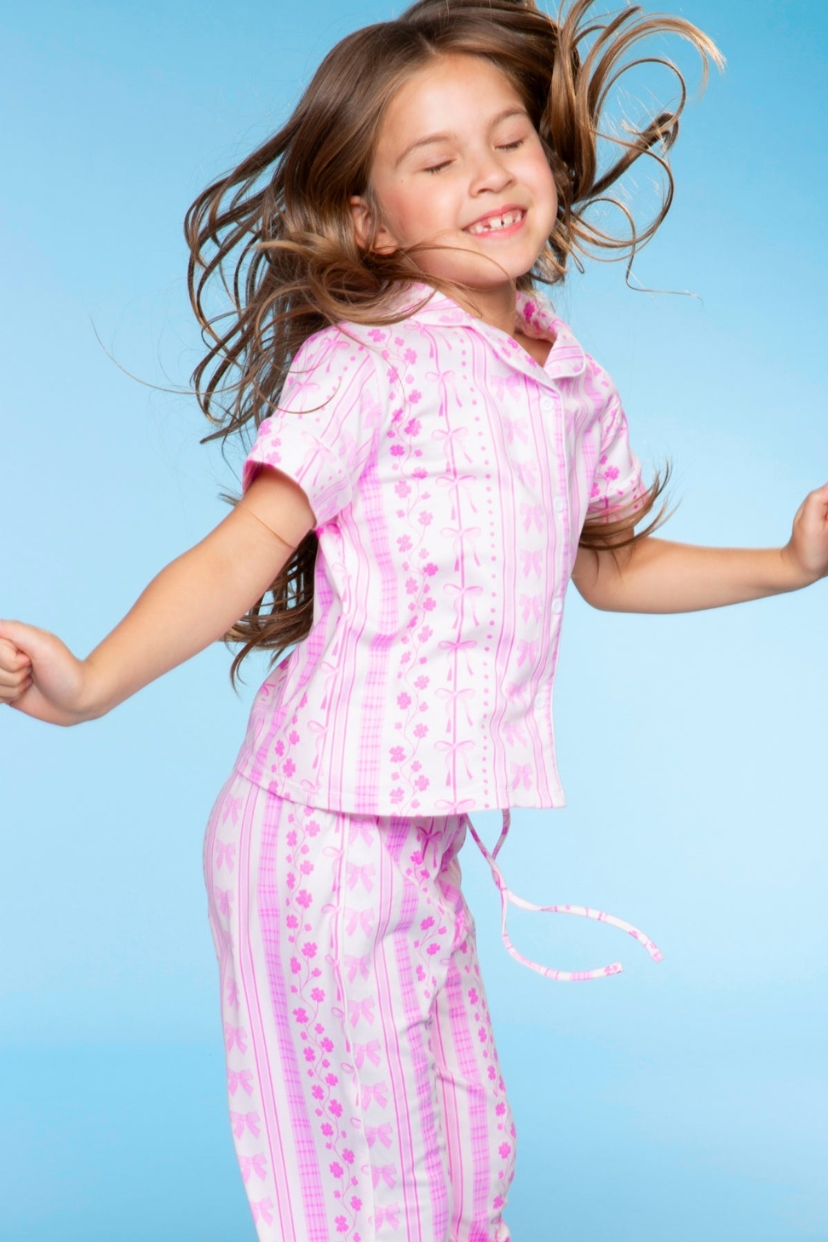 Simply Soft Button Down Tee & Karate Pant - Lt Pink Paris Icons