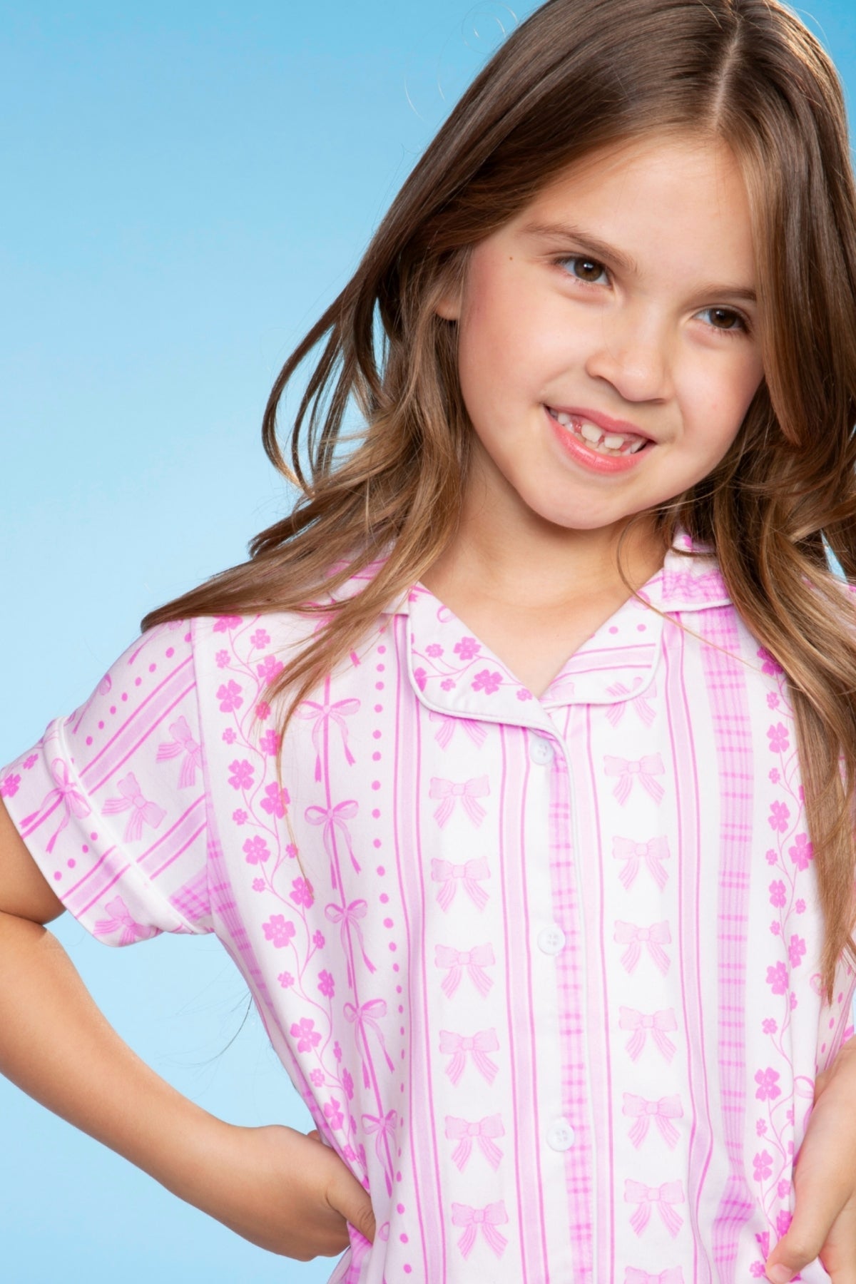 Simply Soft Button Down Tee & Karate Pant - Lt Pink Paris Icons