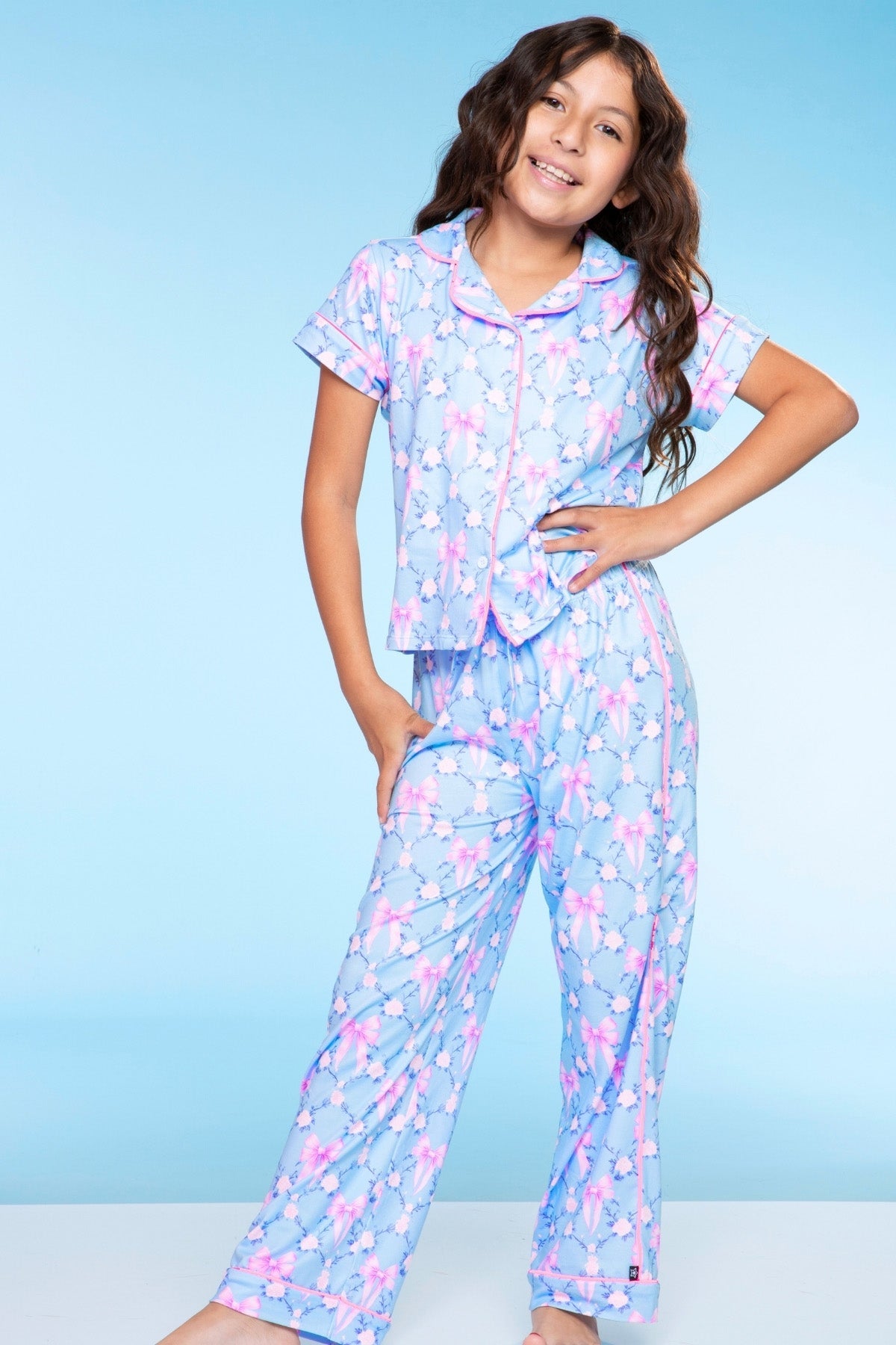 Simply Soft Button Down Tee & Karate Pant - Lt Pink Paris Icons