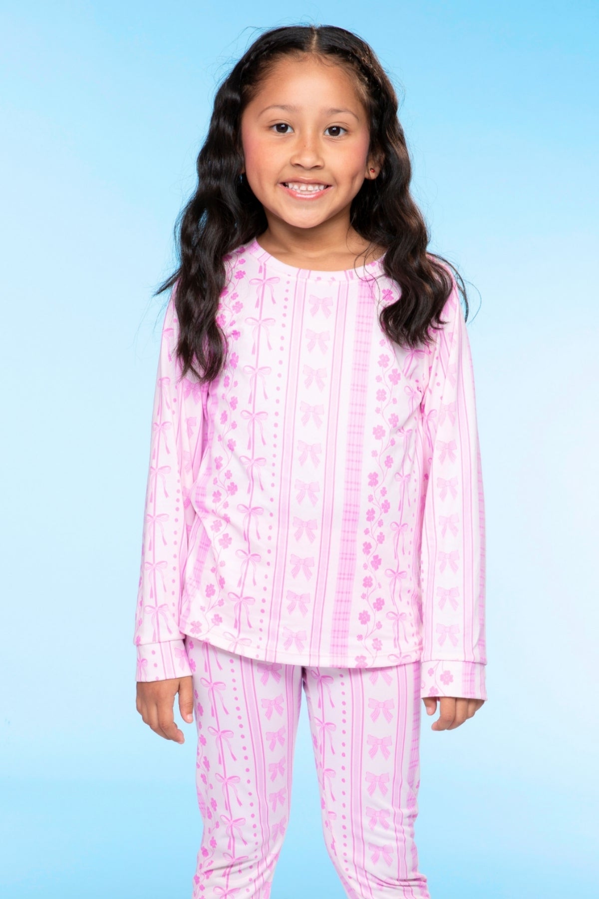 Simply Soft Long Sleeve Crew & Slim Lounge Bottom - Pink Red Cherries