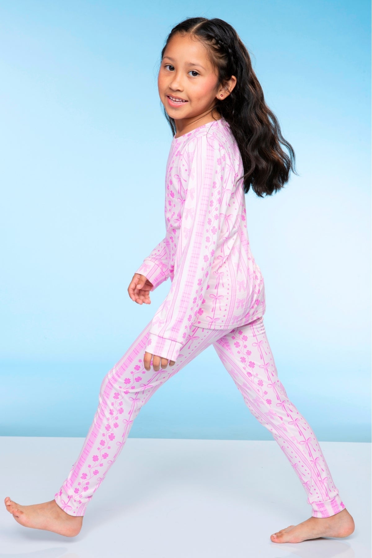 Simply Soft Long Sleeve Crew & Slim Lounge Bottom - Pink Red Cherries