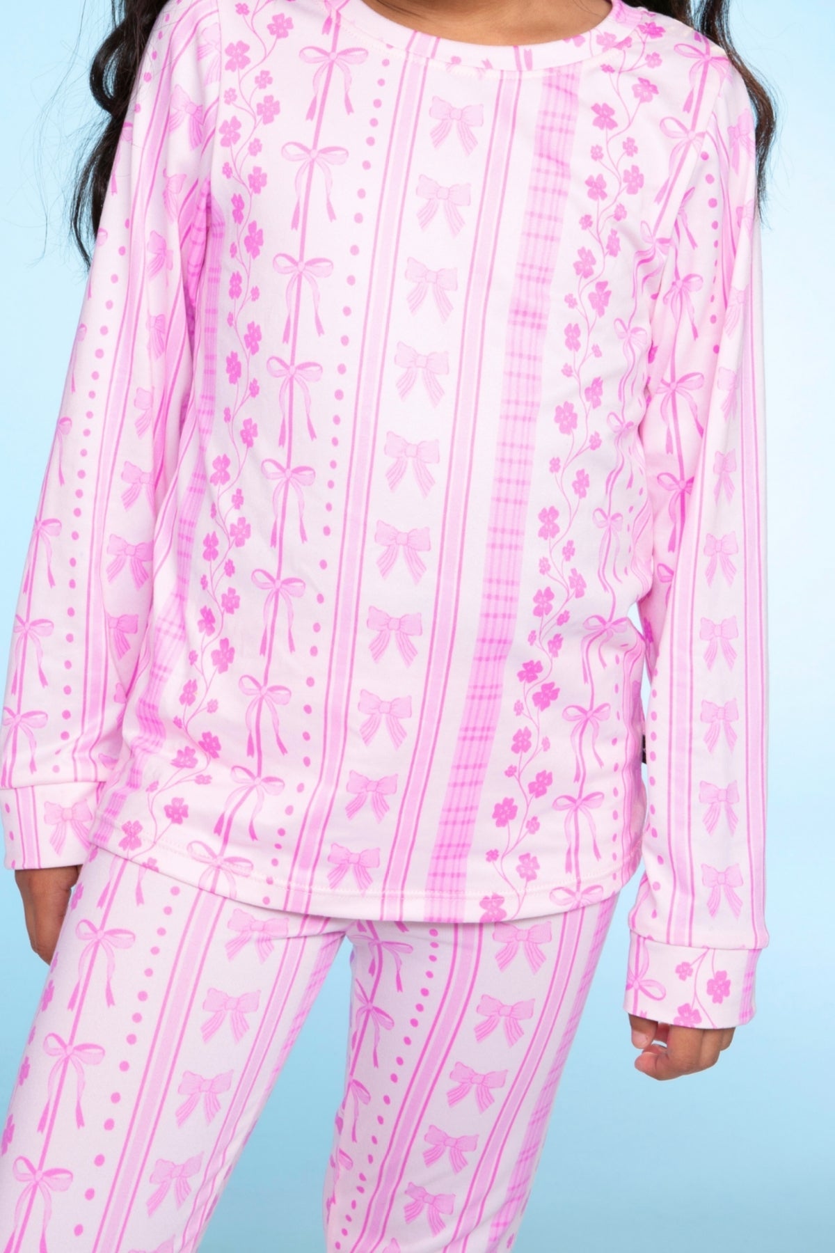 Simply Soft Long Sleeve Crew & Slim Lounge Bottom - Pink Red Cherries