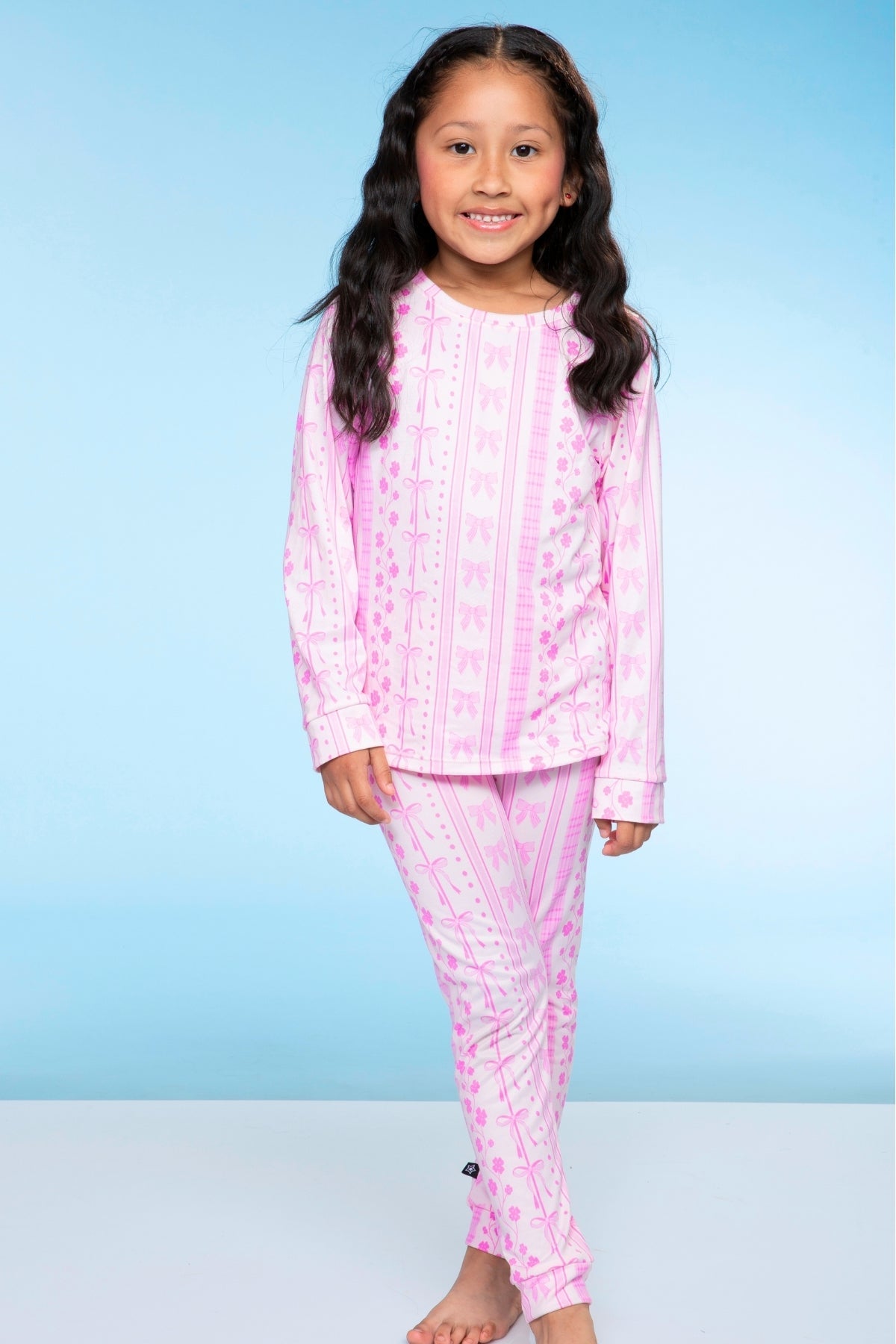 Simply Soft Long Sleeve Crew & Slim Lounge Bottom - Pink Red Cherries
