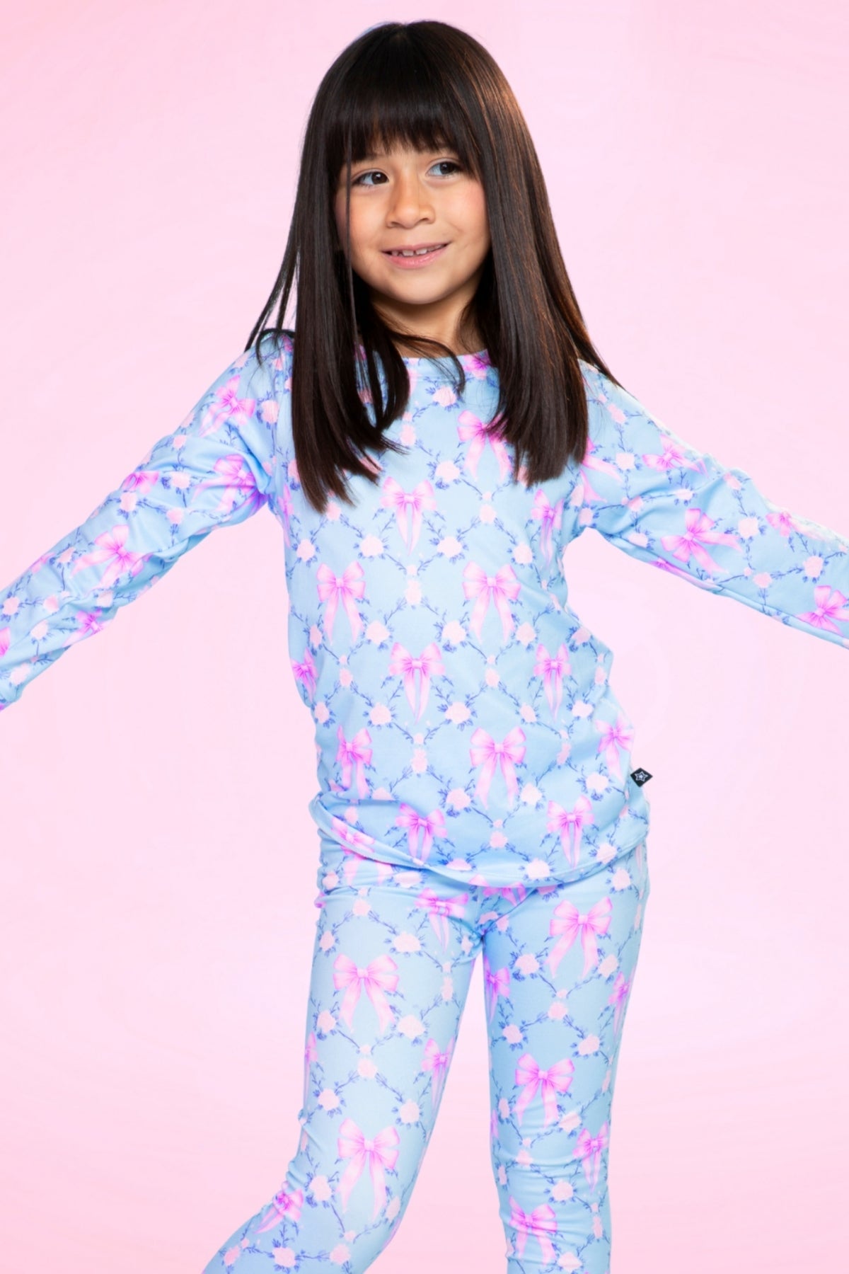 Simply Soft Long Sleeve Crew & Slim Lounge Bottom - Pink Red Cherries