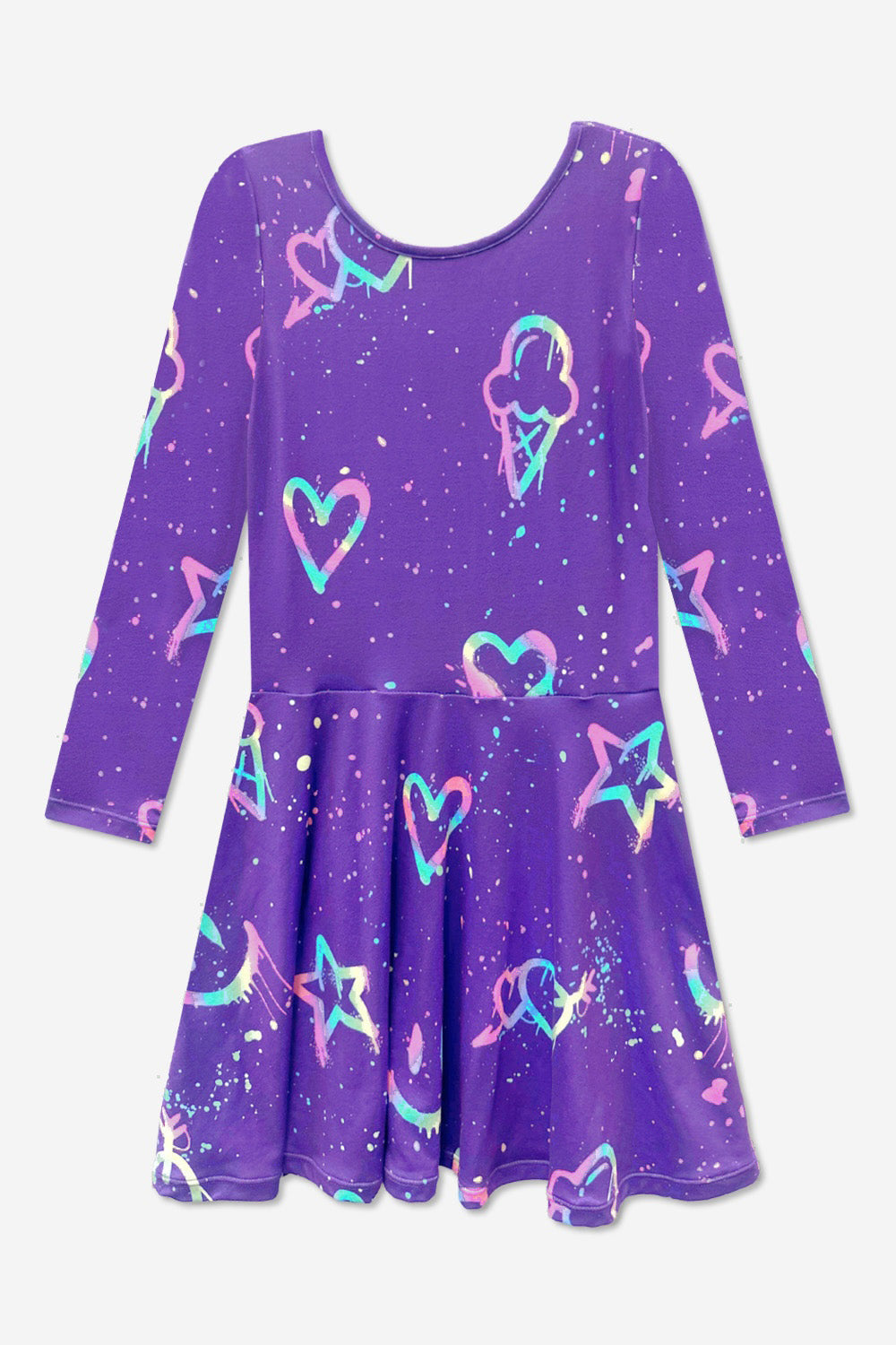 Simply Soft Long Sleeve Skater Dress - Purple Pink Elements