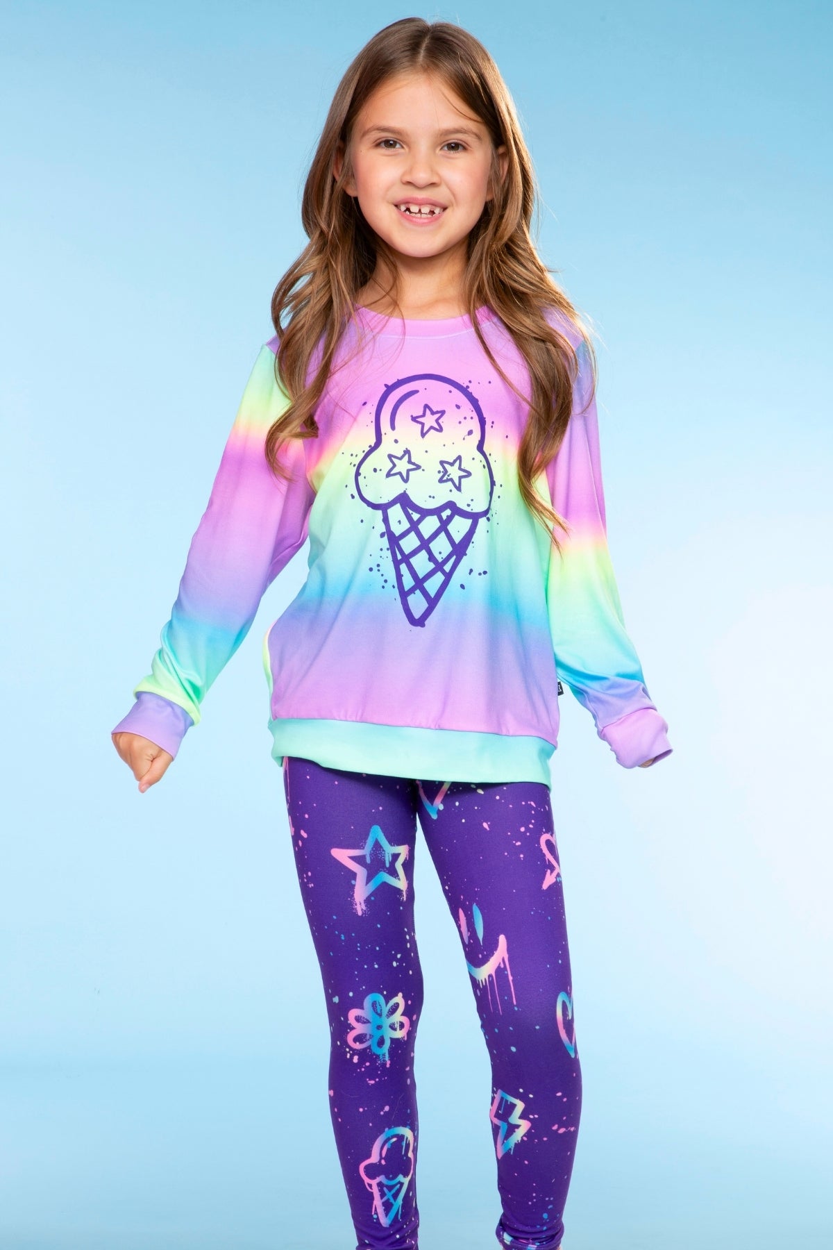 Simply Soft Long Legging - Purple Graffiti Rainbow