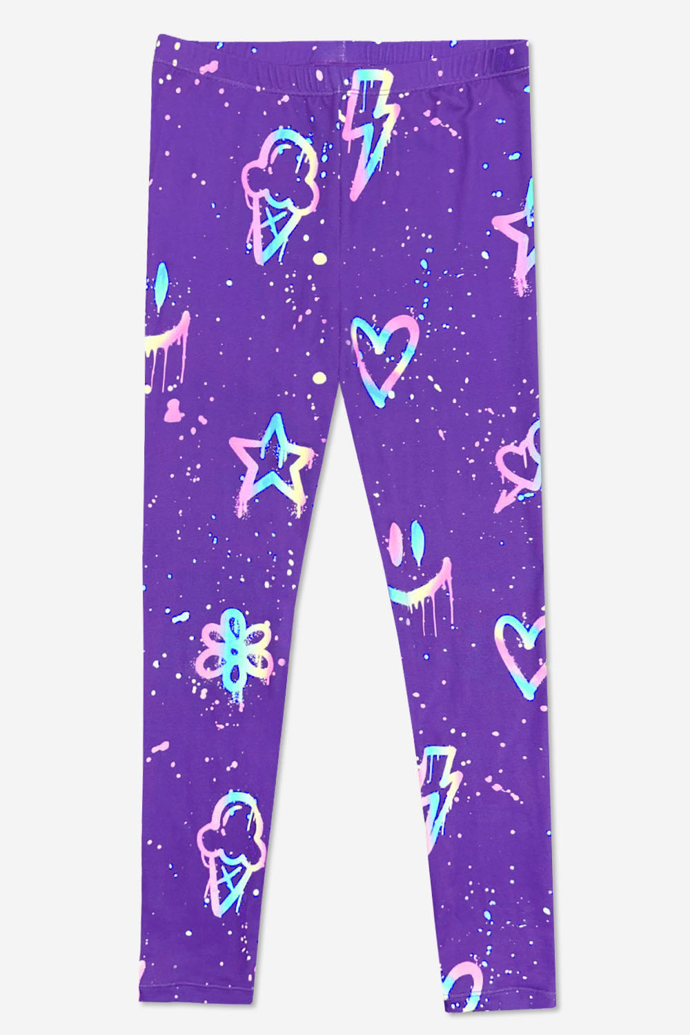 Simply Soft Long Legging - Purple Graffiti Rainbow