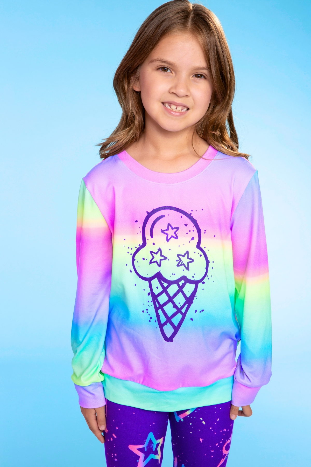 Simply Soft Long Sleeve Crew Top - Rainbow Graffiti Ice Cream