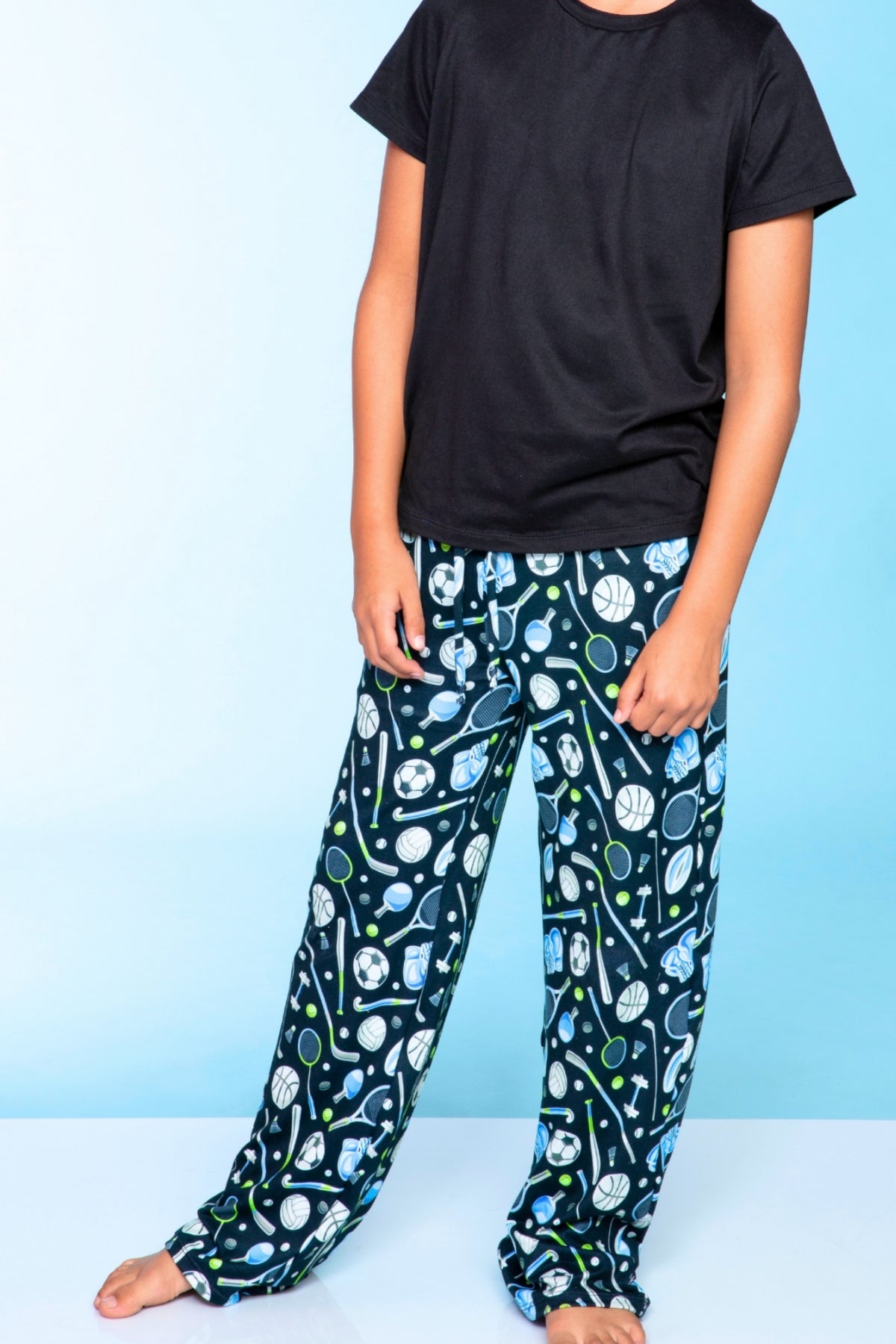 Simply Soft Karate Pant. - Navy Lt Pink Plaid