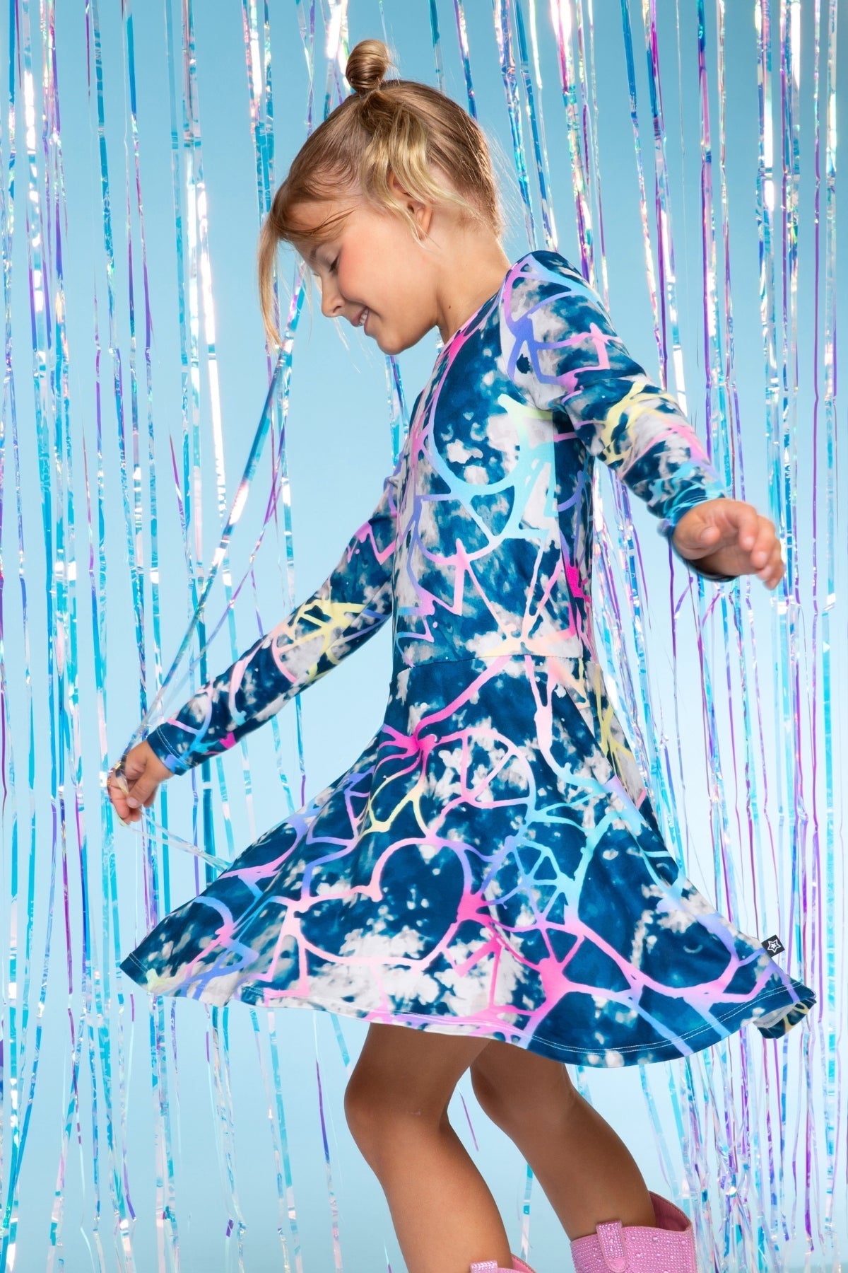 Simply Soft Long Sleeve Skater Dress - Purple Pink Elements