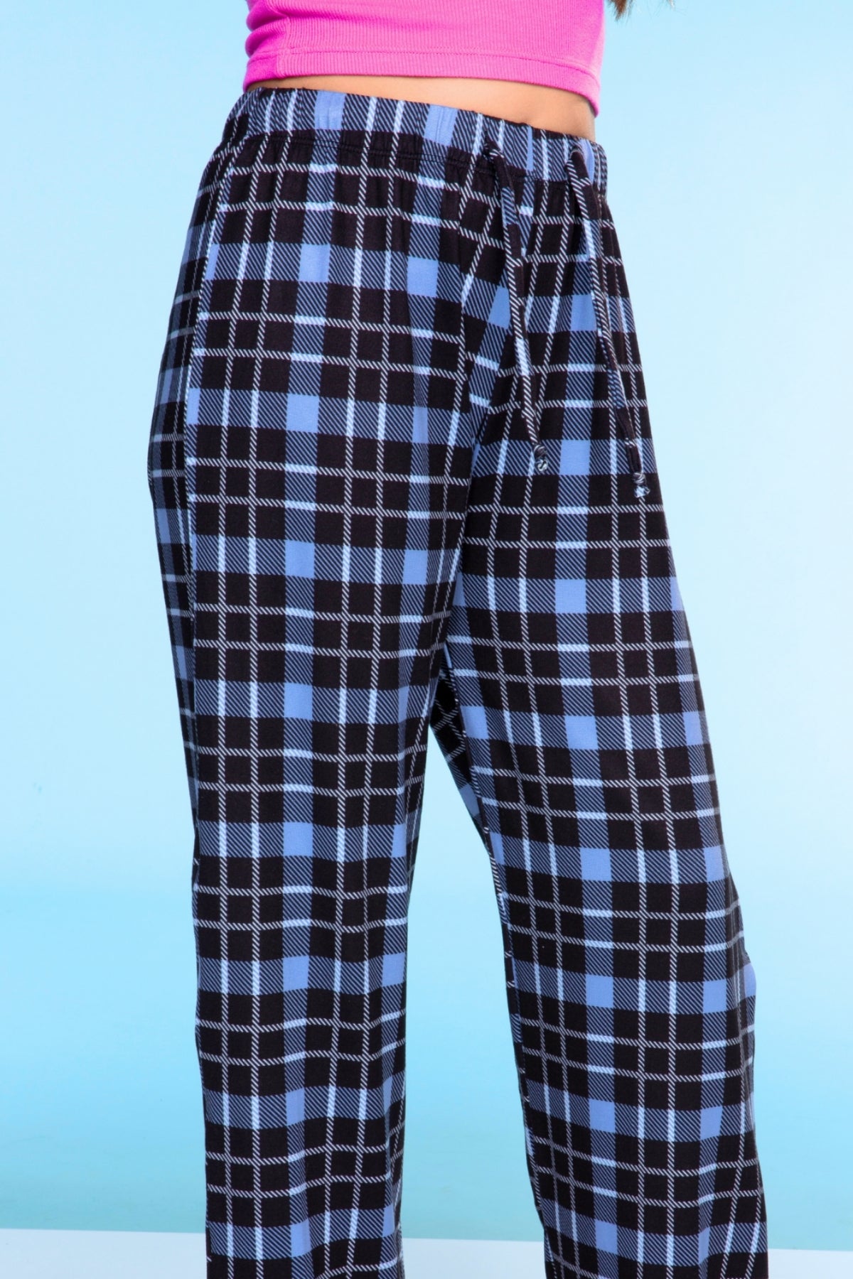 Simply Soft Karate Pant. - Navy Lt Pink Plaid
