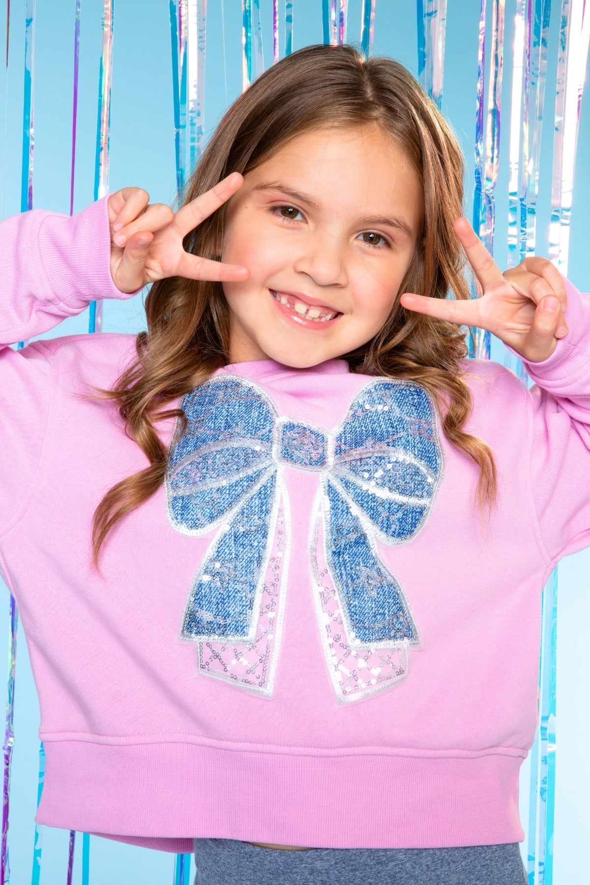 Cotton Soft French Terry Everyday Sweatshirt - Pink Rose Bow