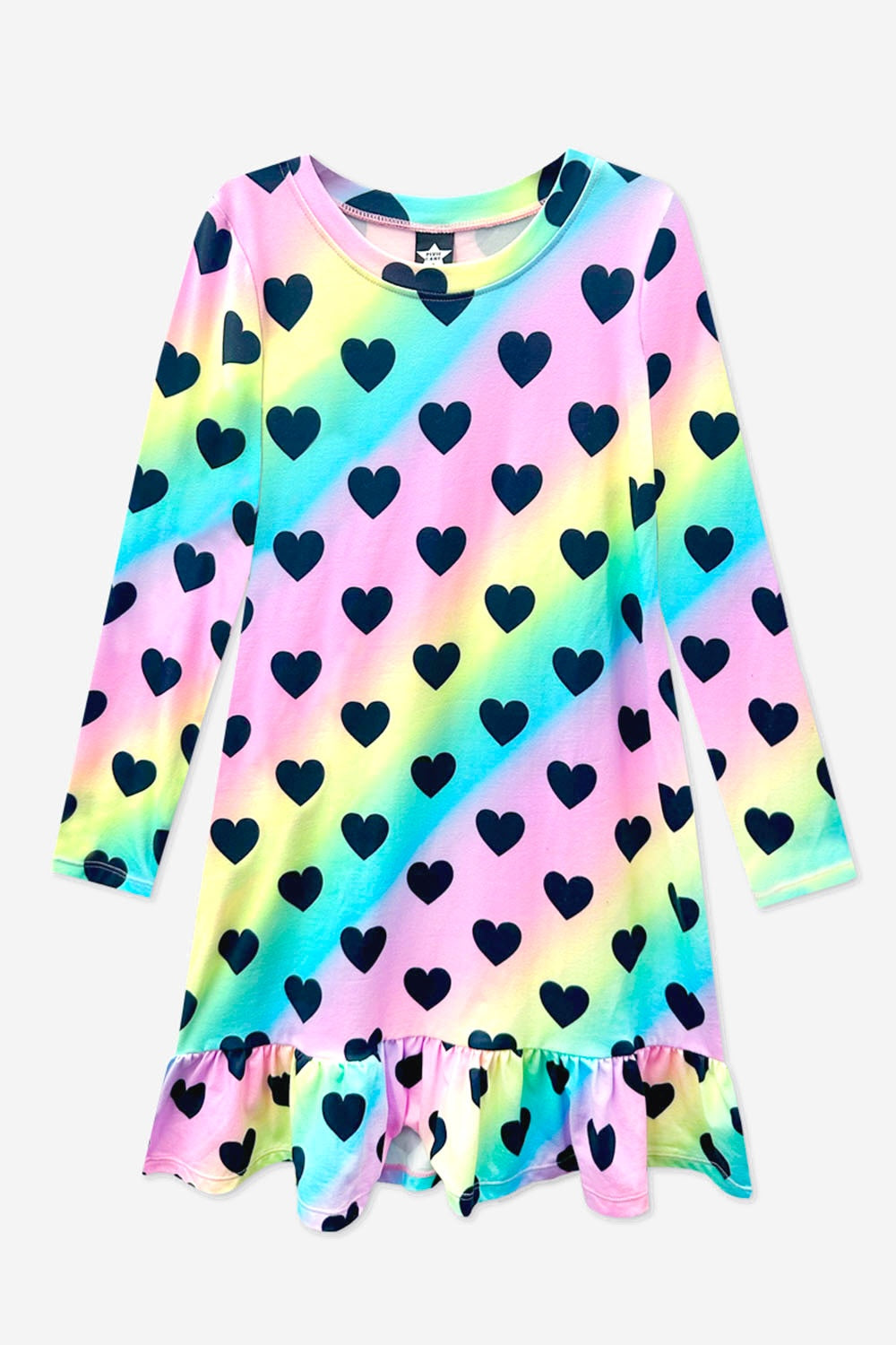 Simply Soft Long Sleeve Ruffle Lounge Dress - Lilac Rainbow Gummy Bear - NEW!