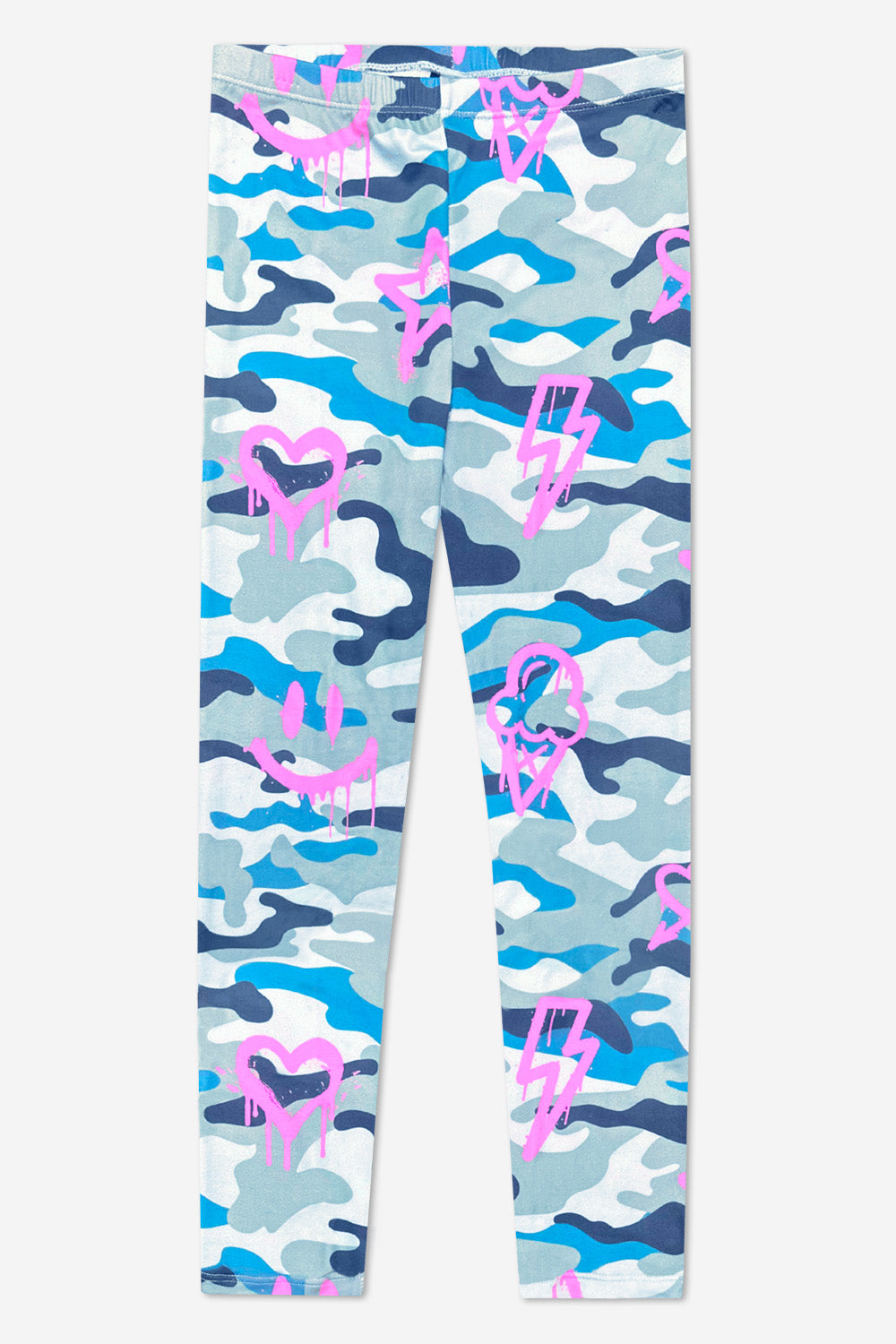 Simply Soft Long Legging. - Denim Tie Dye Graffiti Elements - NEW!