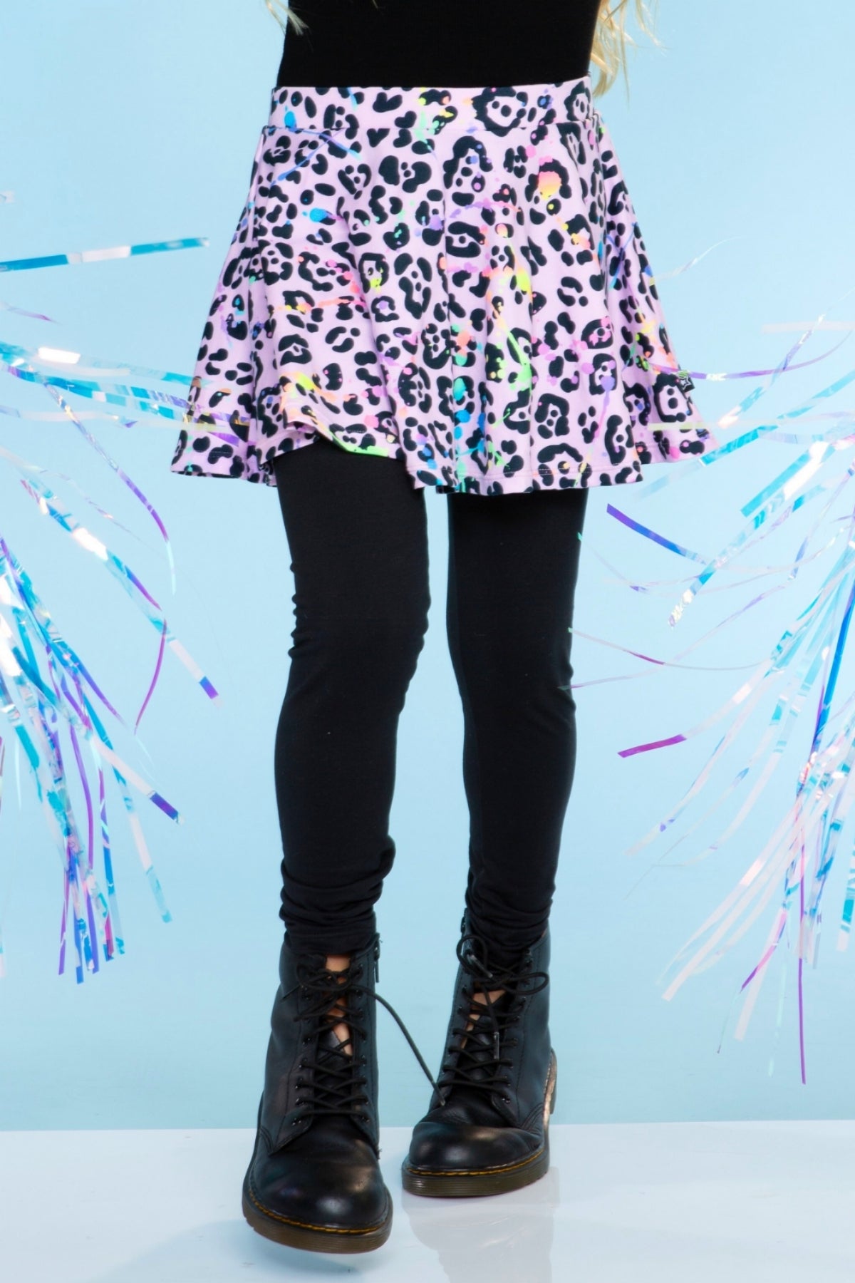 Simply Soft Skater Legging - Rainbow Star Black
