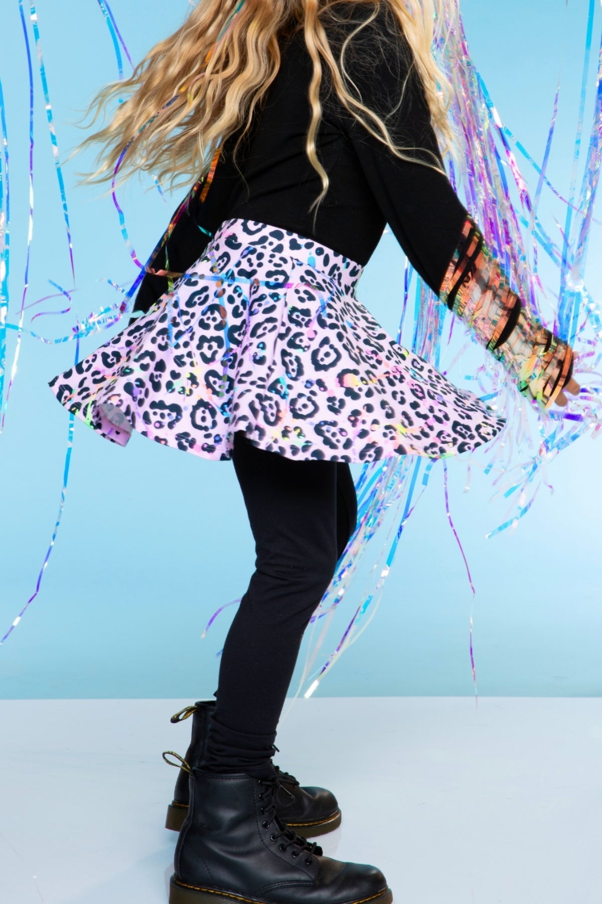 Simply Soft Skater Legging - Neon Lt Pink Leopard Splatter Black