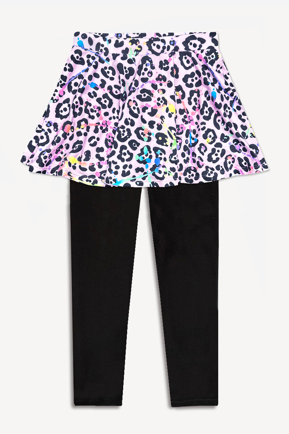Simply Soft Skater Legging - Neon Lt Pink Leopard Splatter Black