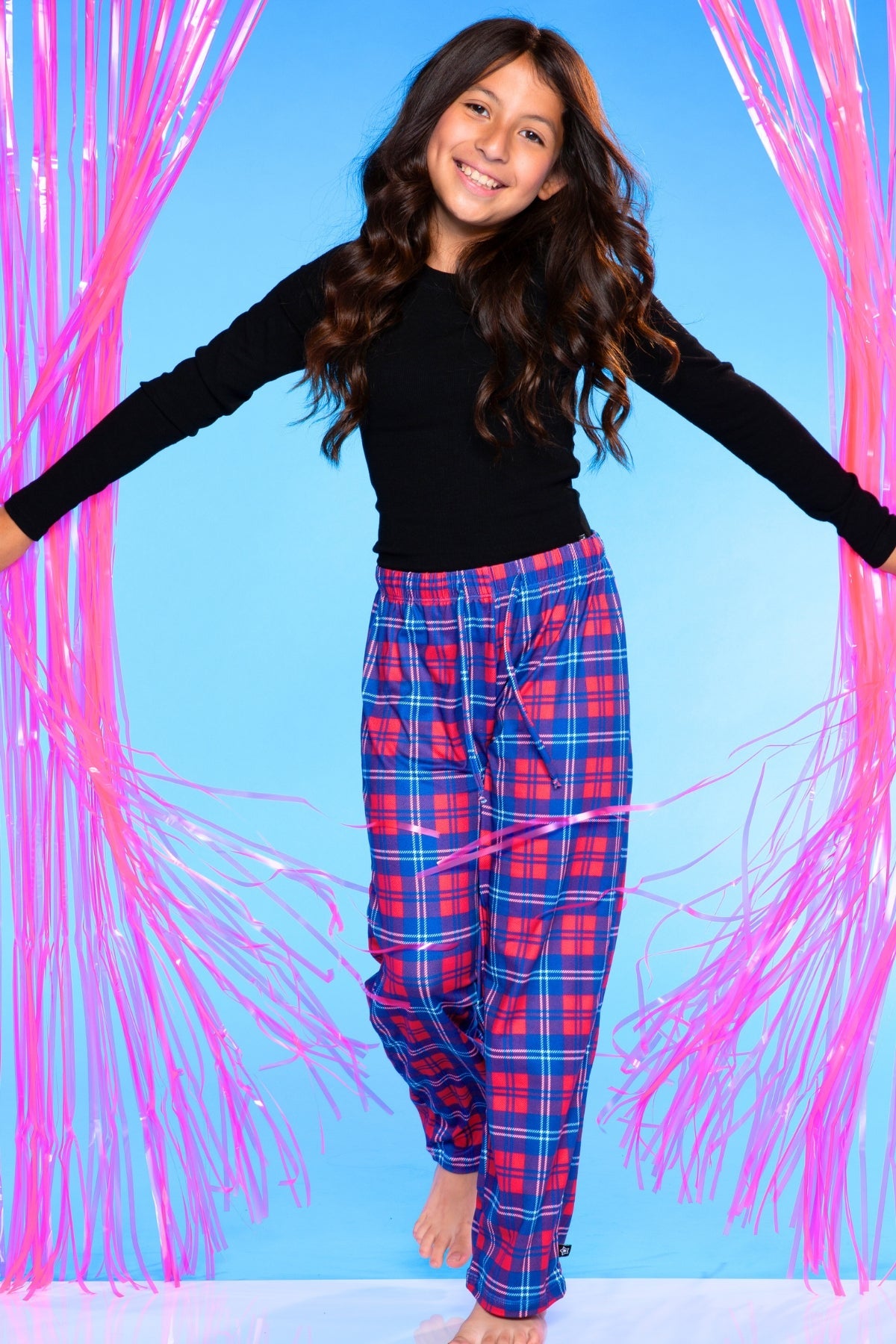Simply Soft Karate Pant. - Navy Lt Pink Plaid