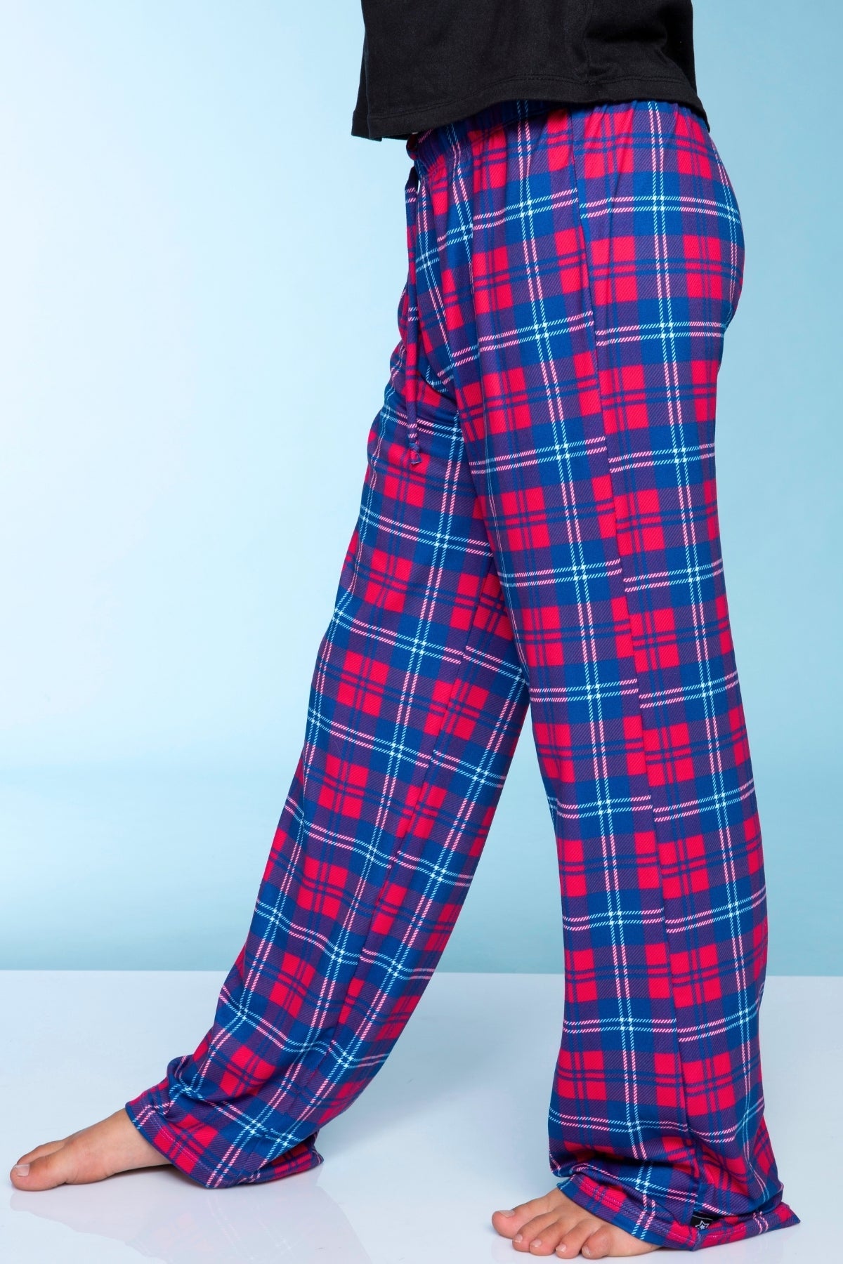 Simply Soft Karate Pant. - Navy Lt Pink Plaid