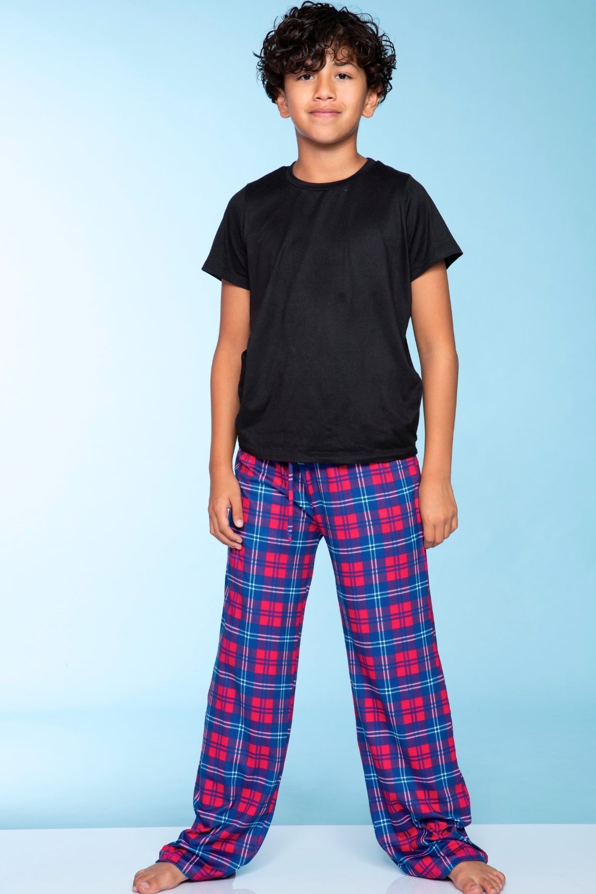 Simply Soft Karate Pant. - Navy Lt Pink Plaid