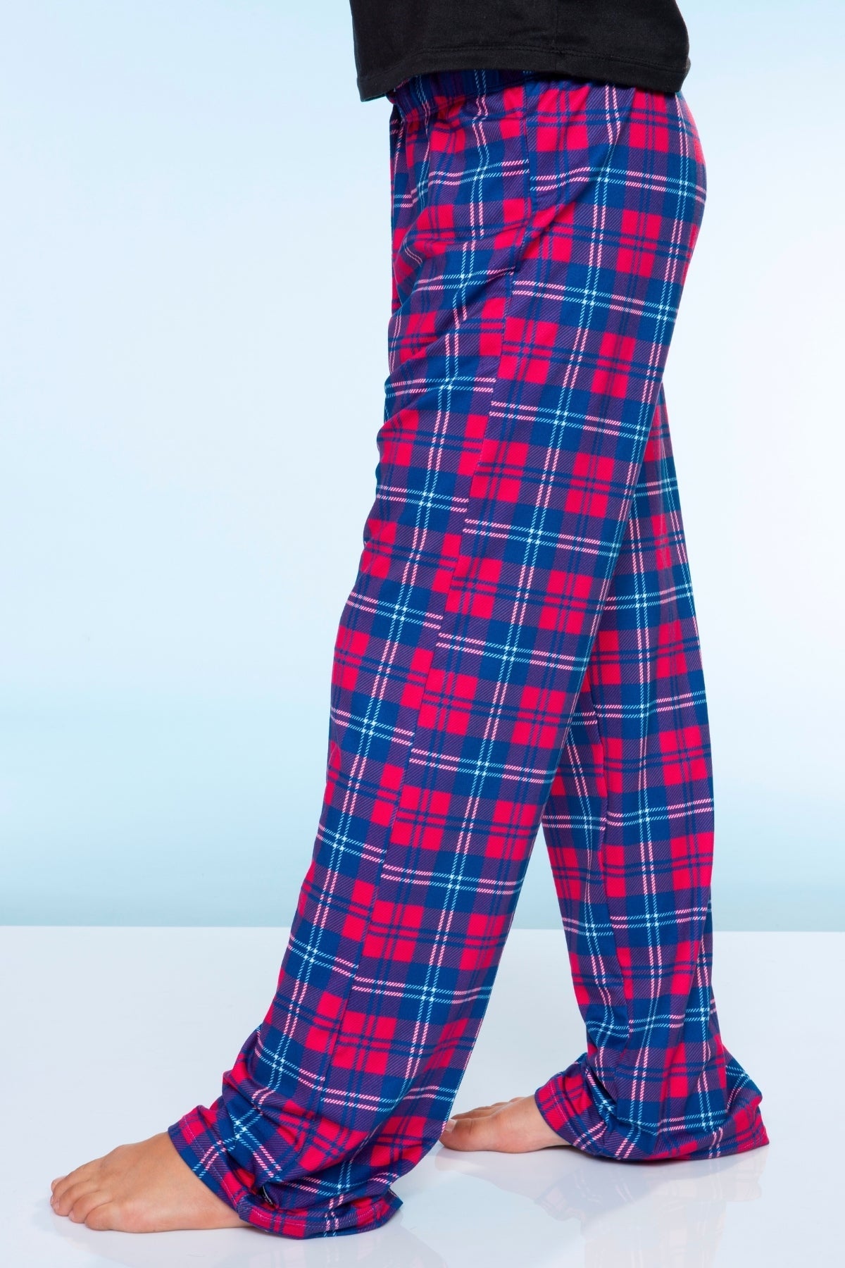 Simply Soft Karate Pant. - Navy Lt Pink Plaid