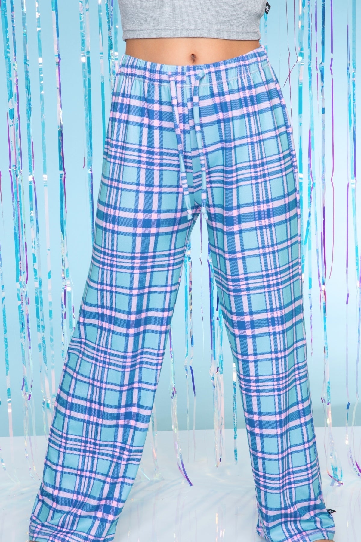 Simply Soft Karate Pant. - Navy Lt Pink Plaid
