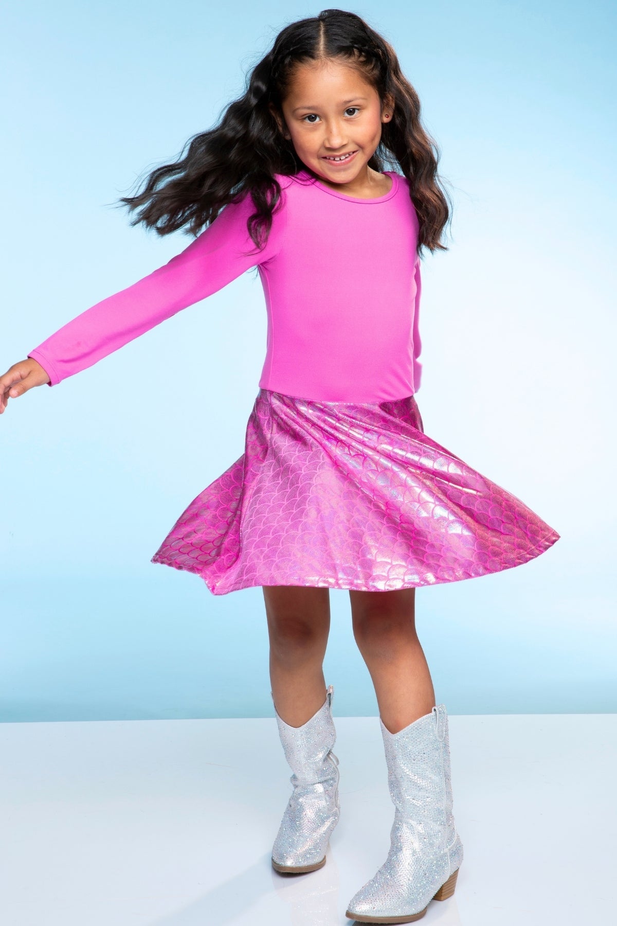 Simply Soft Long Sleeve Skater Dress - Purple Pink Elements