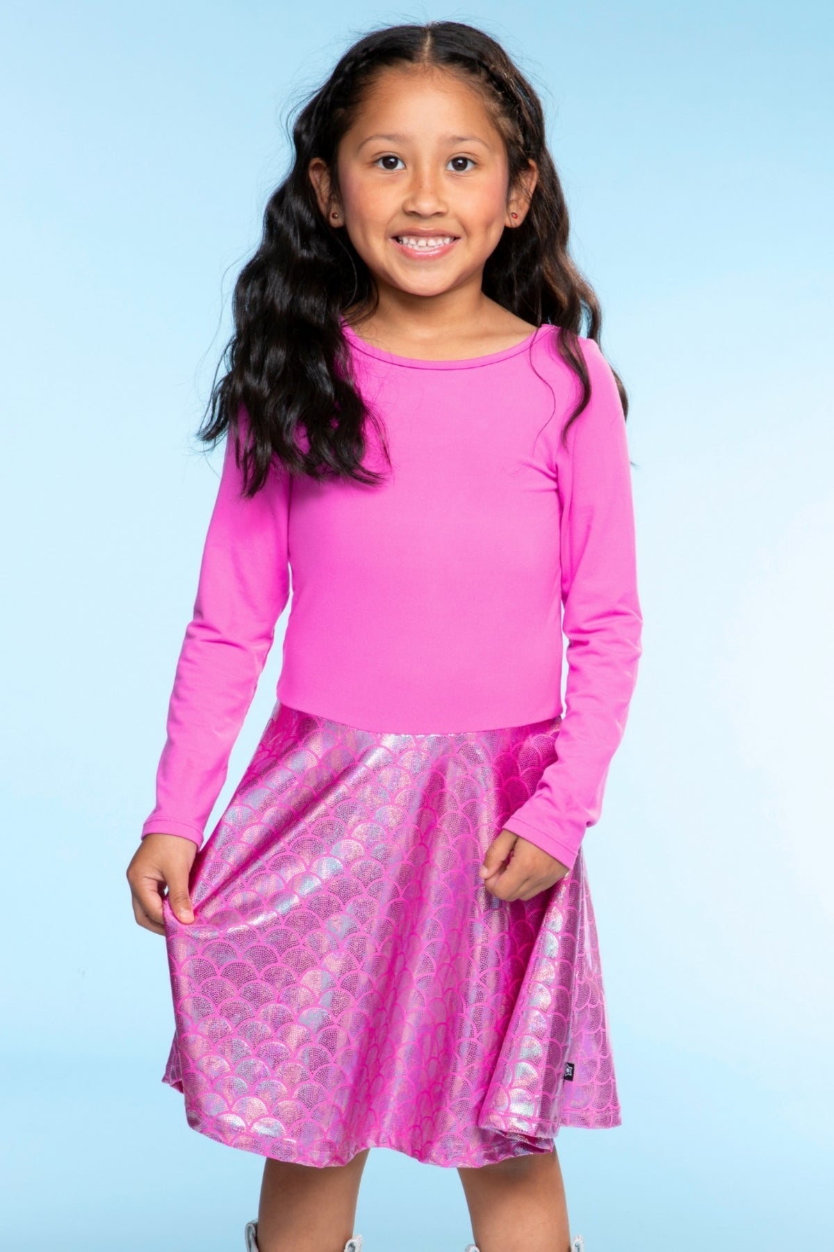 Simply Soft Long Sleeve Skater Dress - Purple Pink Elements
