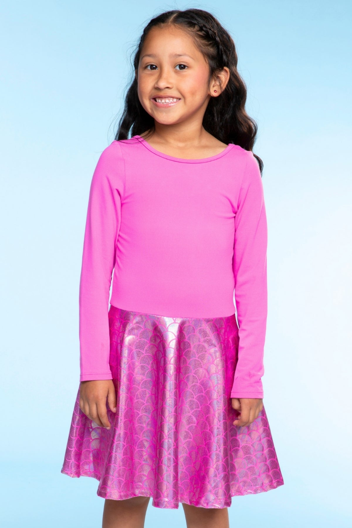 Simply Soft Long Sleeve Skater Dress - Purple Pink Elements