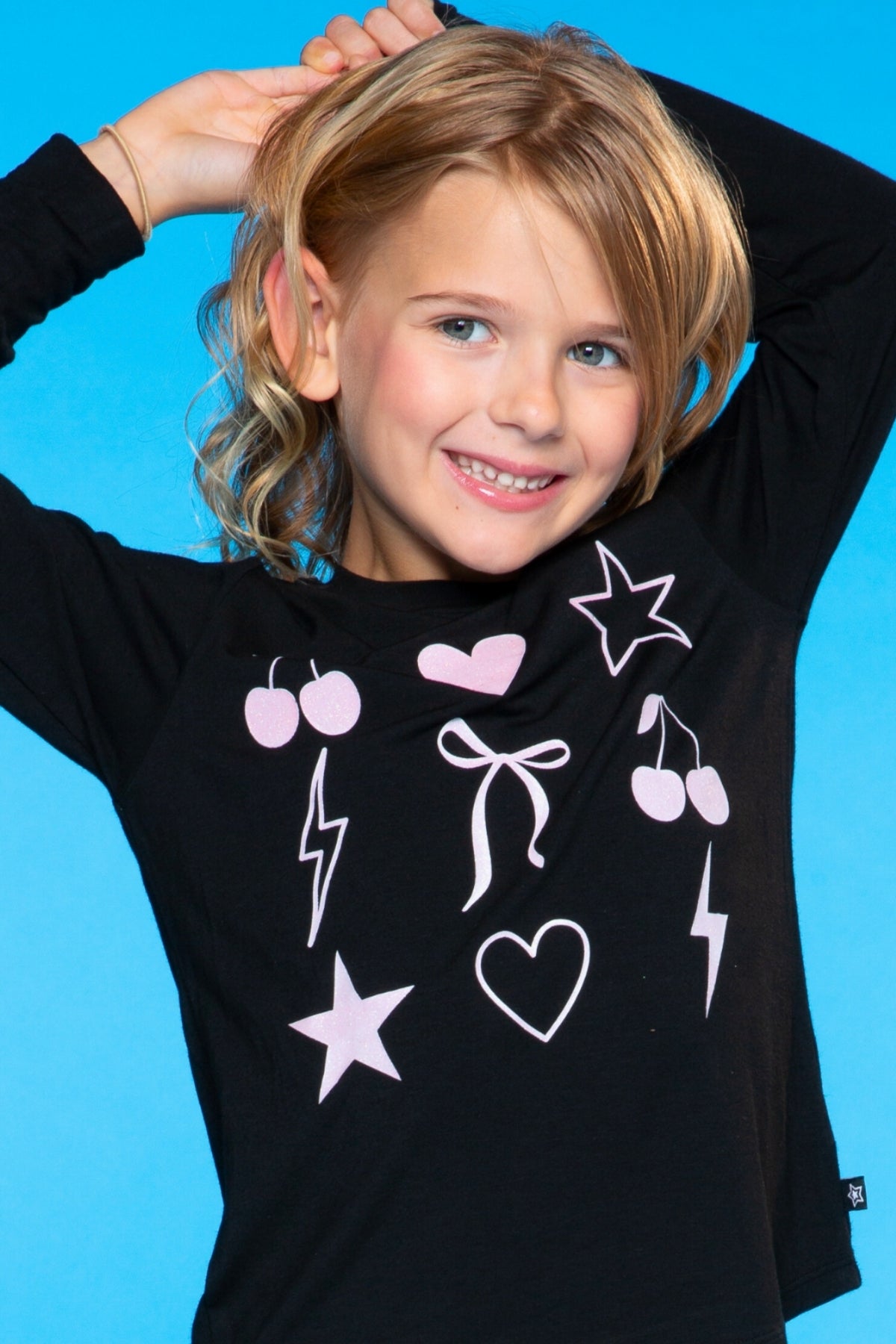 Modal Long Sleeve Shirttail Top - Black Ombre Emojis