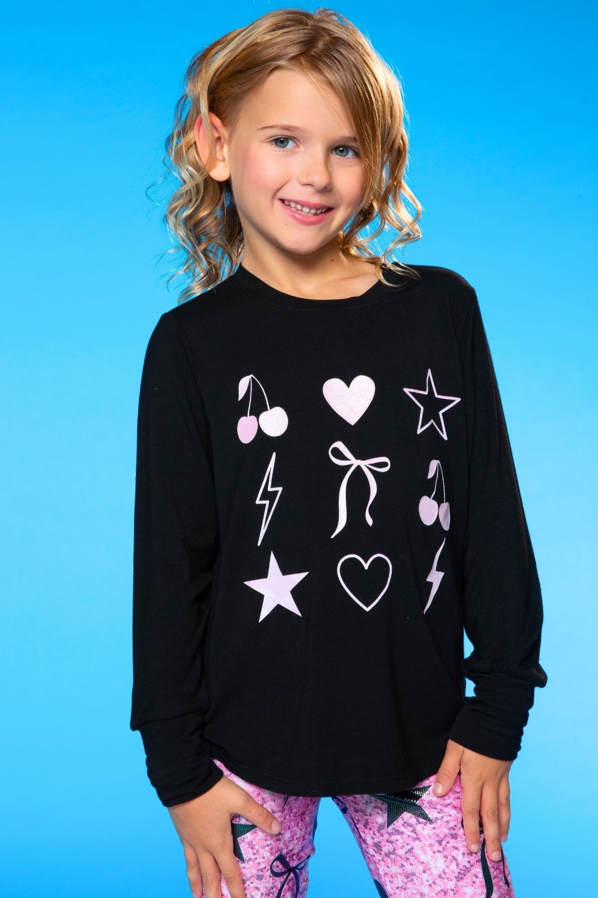 Modal Long Sleeve Shirttail Top - Black Ombre Emojis