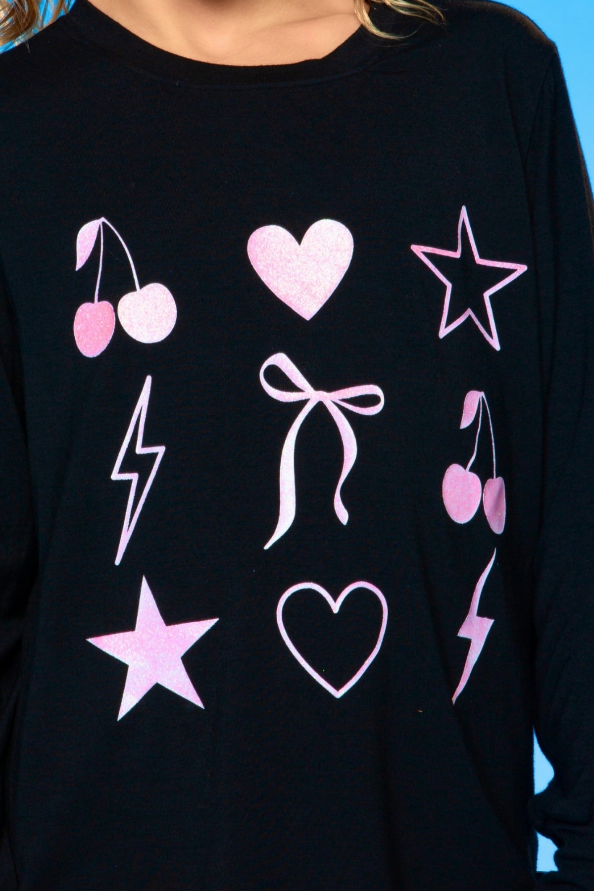 Modal Long Sleeve Shirttail Top - Black Ombre Emojis