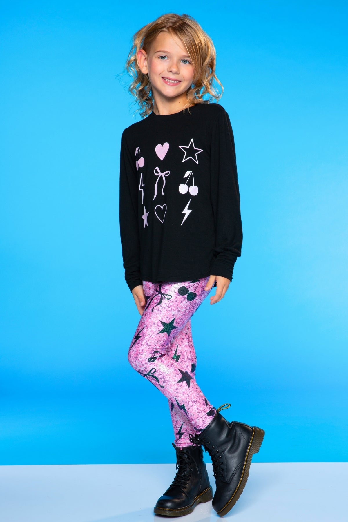 Modal Long Sleeve Shirttail Top - Black Ombre Emojis