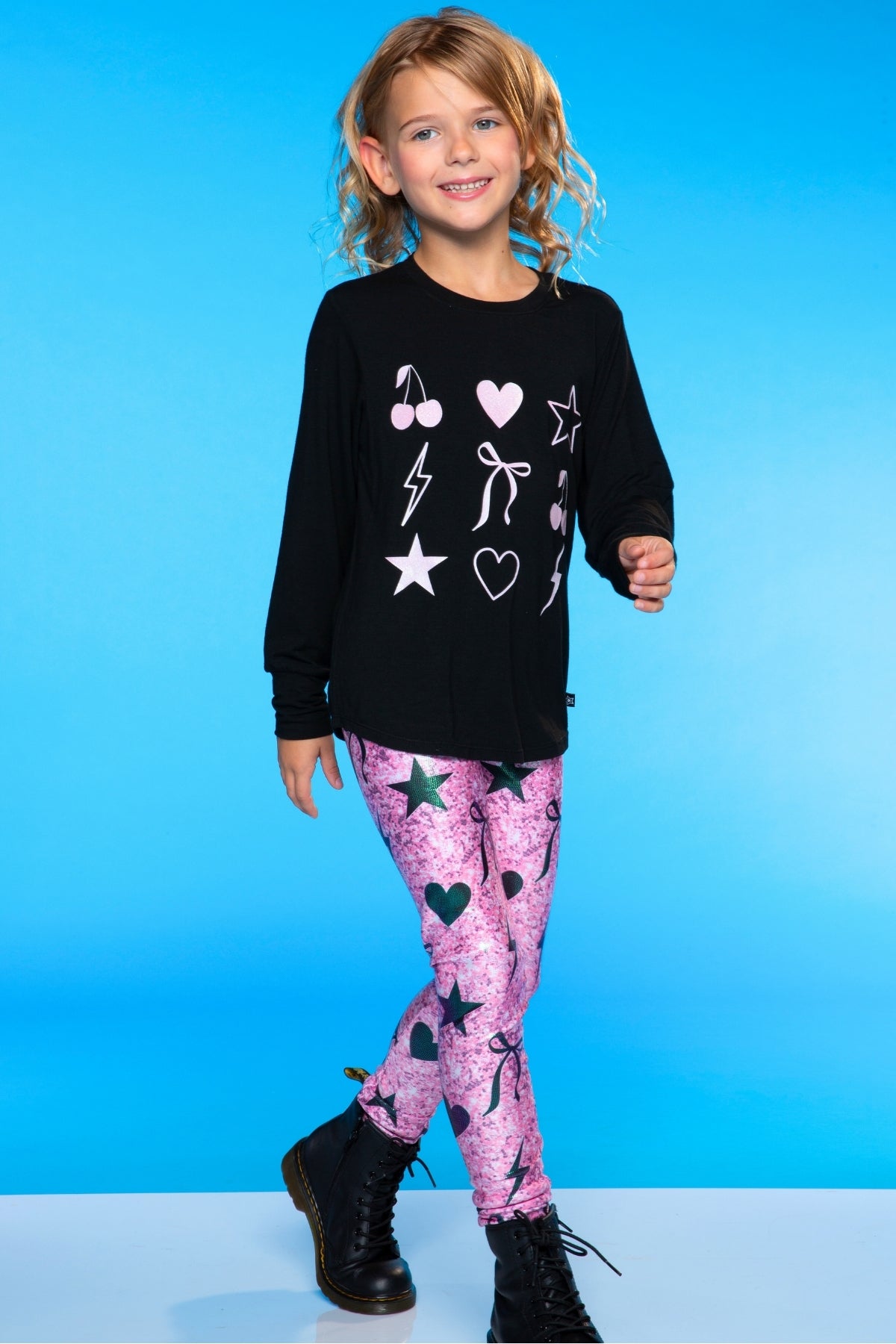 Modal Long Sleeve Shirttail Top - Black Ombre Emojis