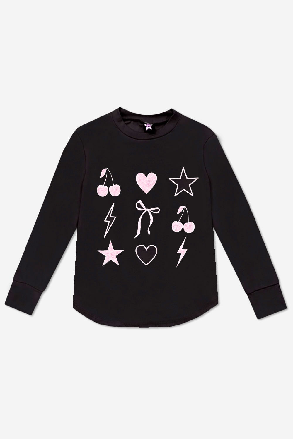 Modal Long Sleeve Shirttail Top - Black Ombre Emojis