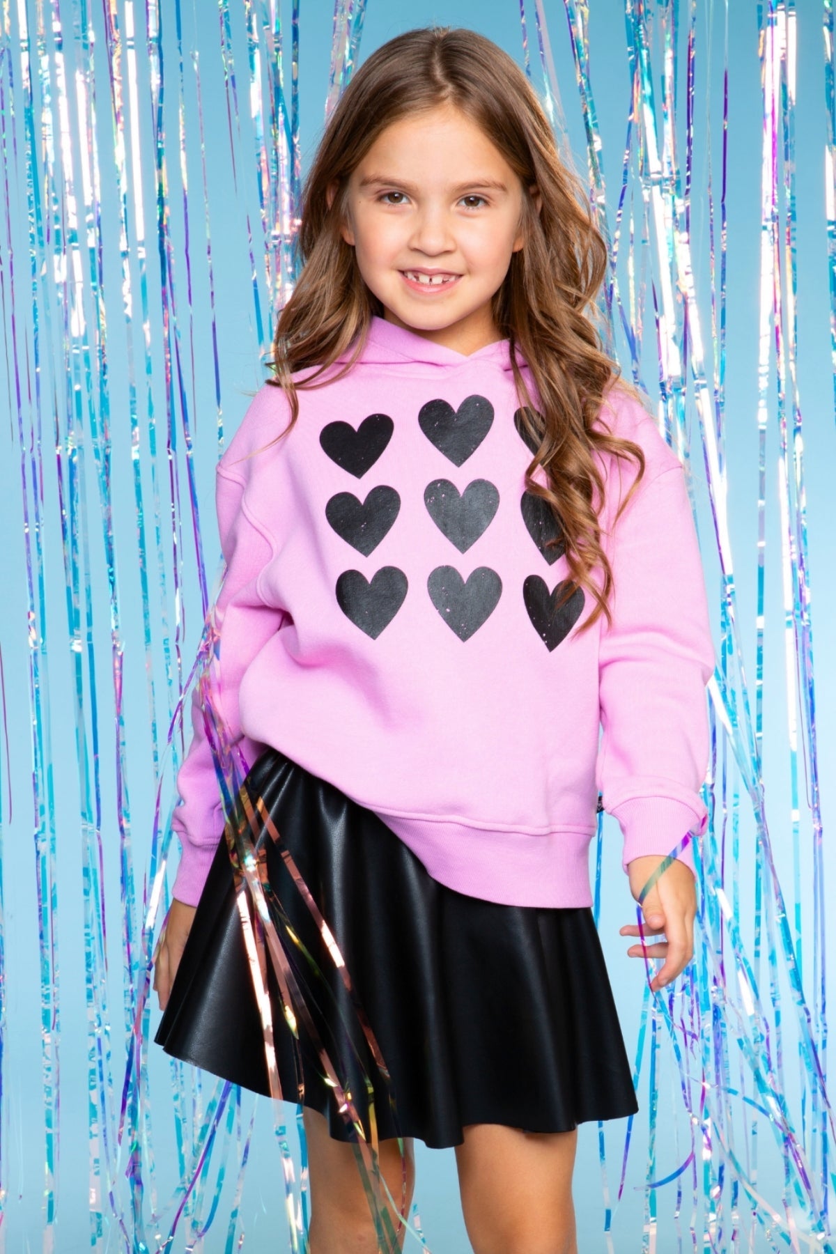 Cotton Soft French Terry Everyday Hoodie - Black Rainbow Heart Bolt