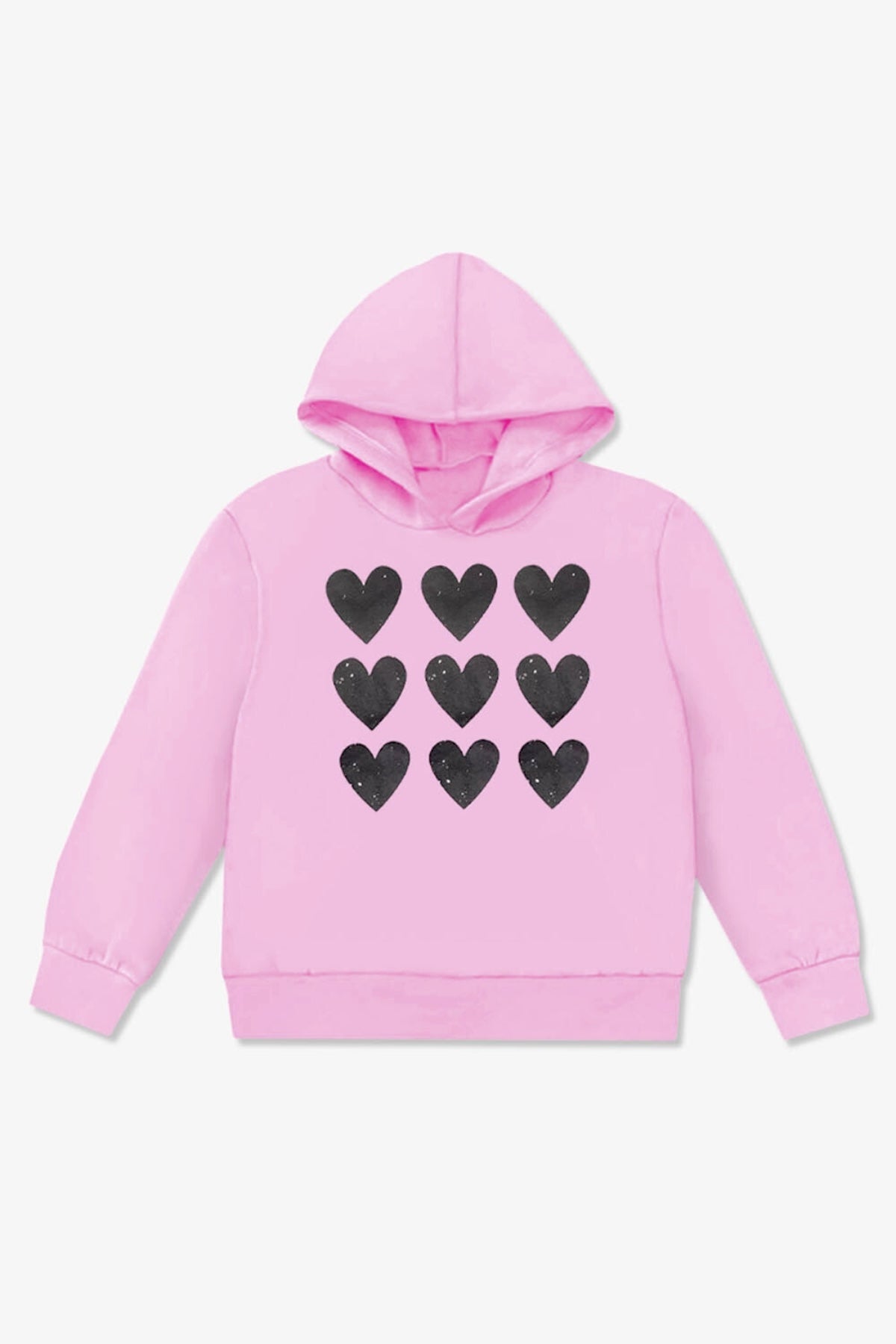 Cotton Soft French Terry Everyday Hoodie - Black Rainbow Heart Bolt