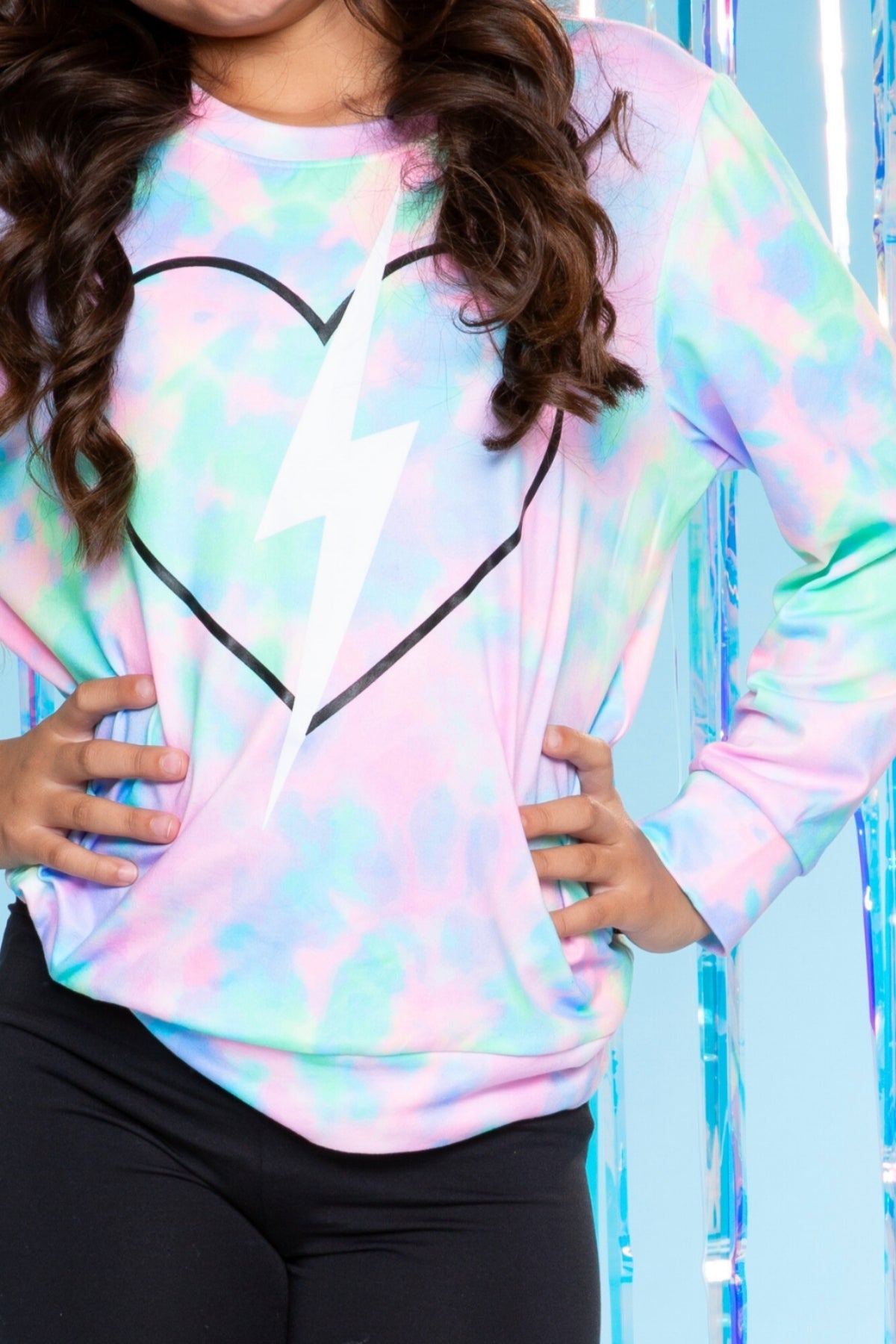 Simply Soft Long Sleeve Crew Top & Long Legging Set - Tie Dye Heart Bolt - LOVE!