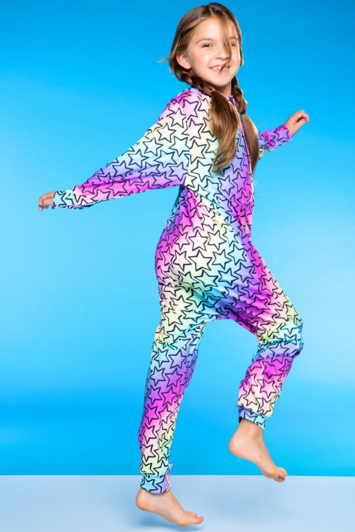 Simply Soft Hooded Zip Onesie - Pink Rainbows