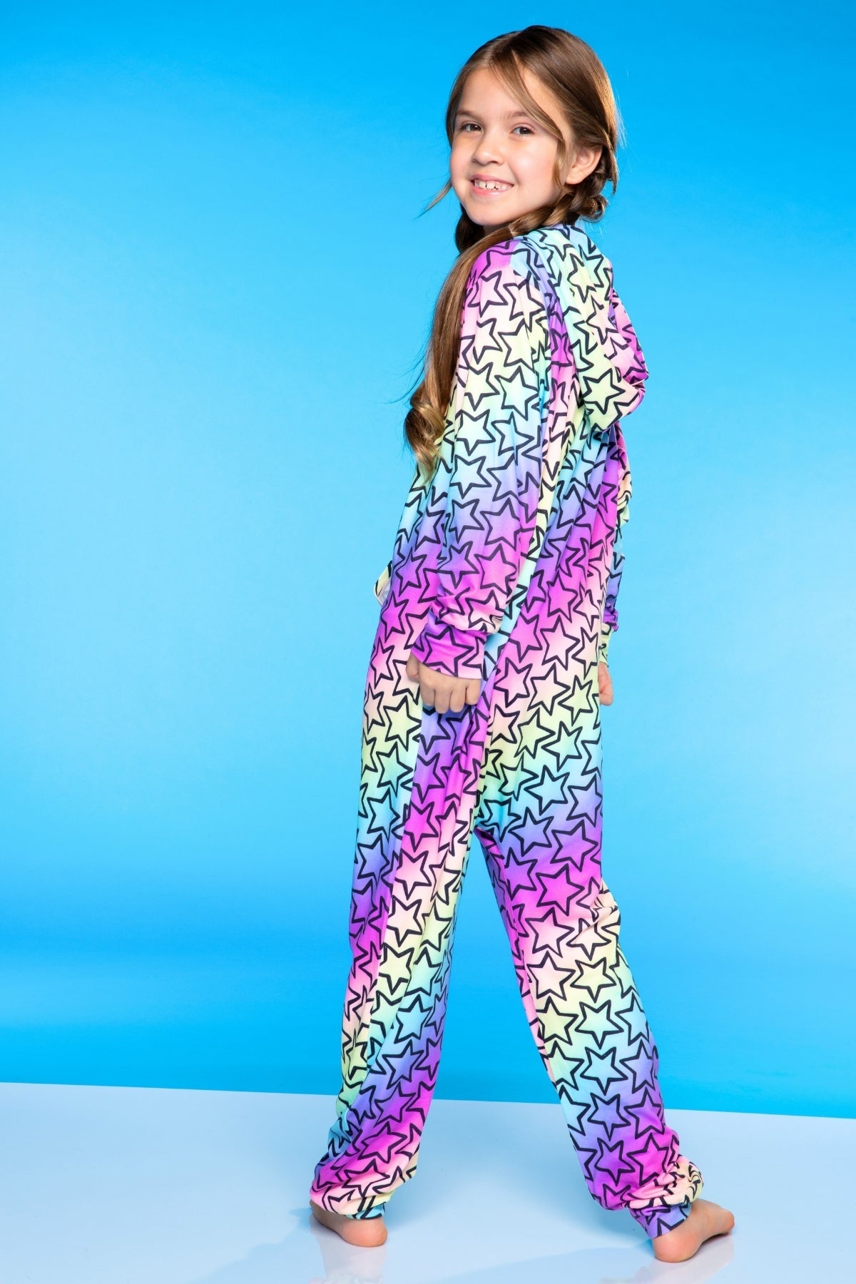 Simply Soft Hooded Zip Onesie - Pink Rainbows