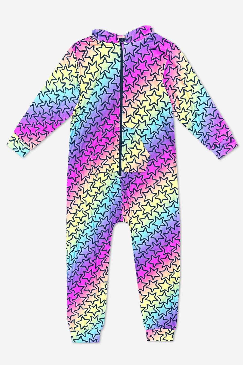 Simply Soft Hooded Zip Onesie - Pink Rainbows