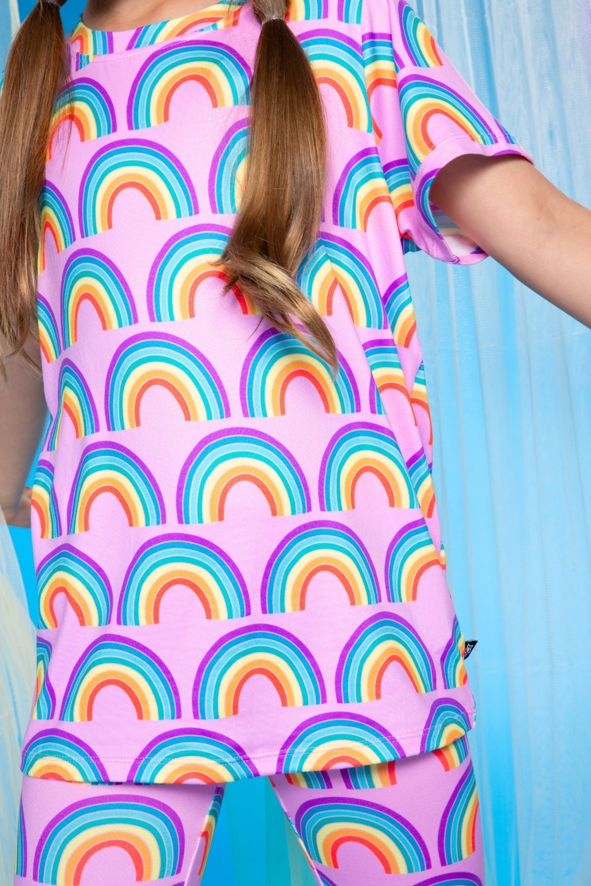 Simply Soft Short Sleeve Tee & Slim Lounge Bottom - Pink Rainbows