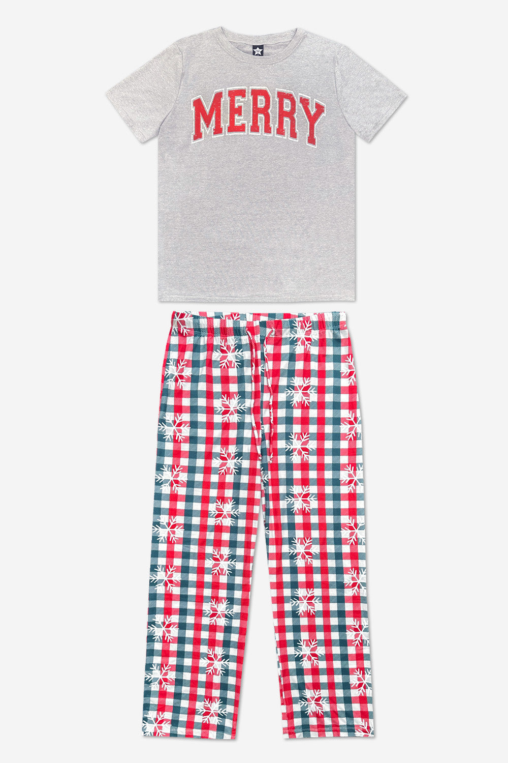 Women's Triblend Tee & Simply Soft Karate Pant - Red Green Christmas Plaid