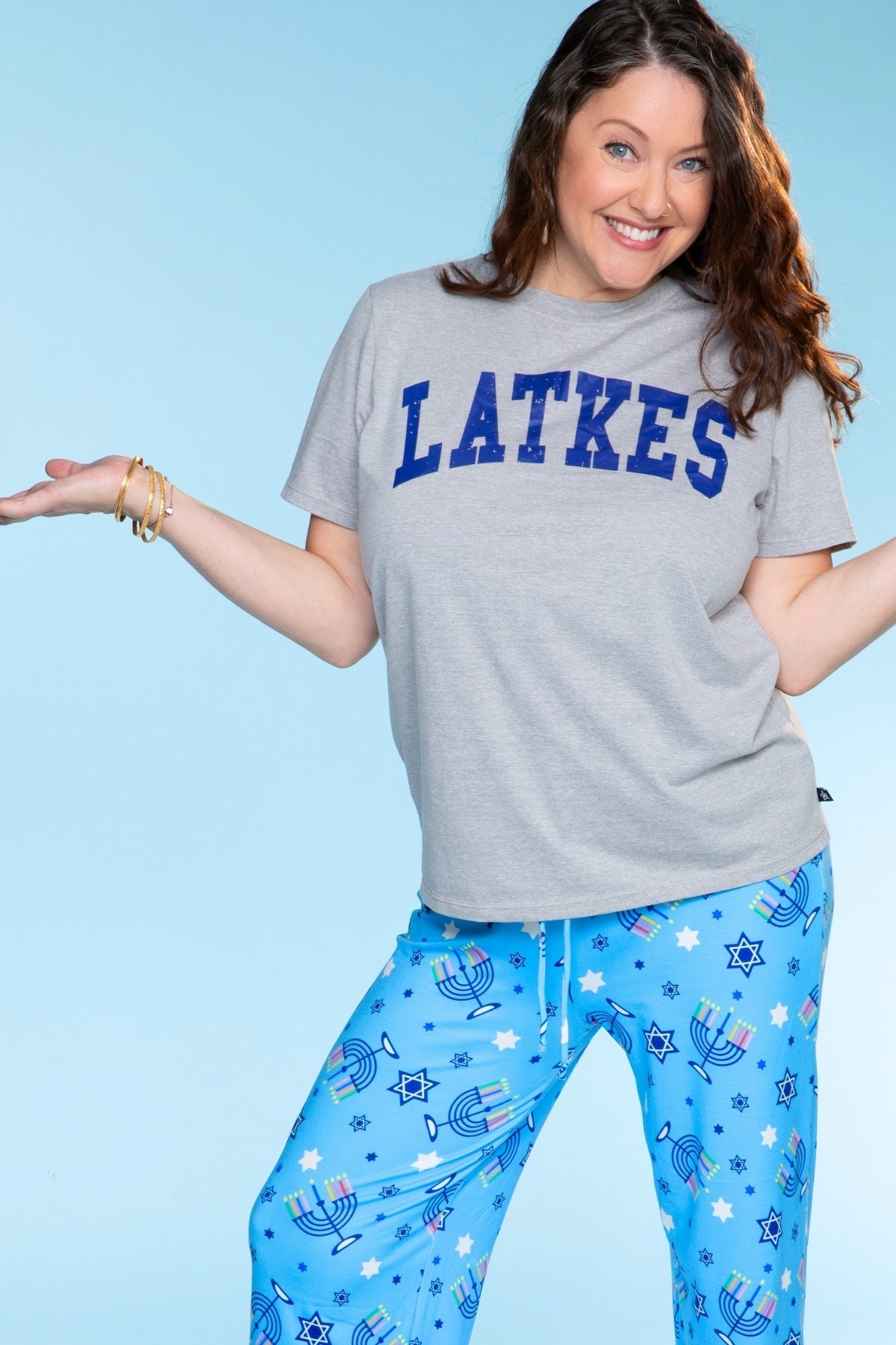 Women's Triblend Tee & Simply Soft Karate Pant - Red Green Christmas Plaid