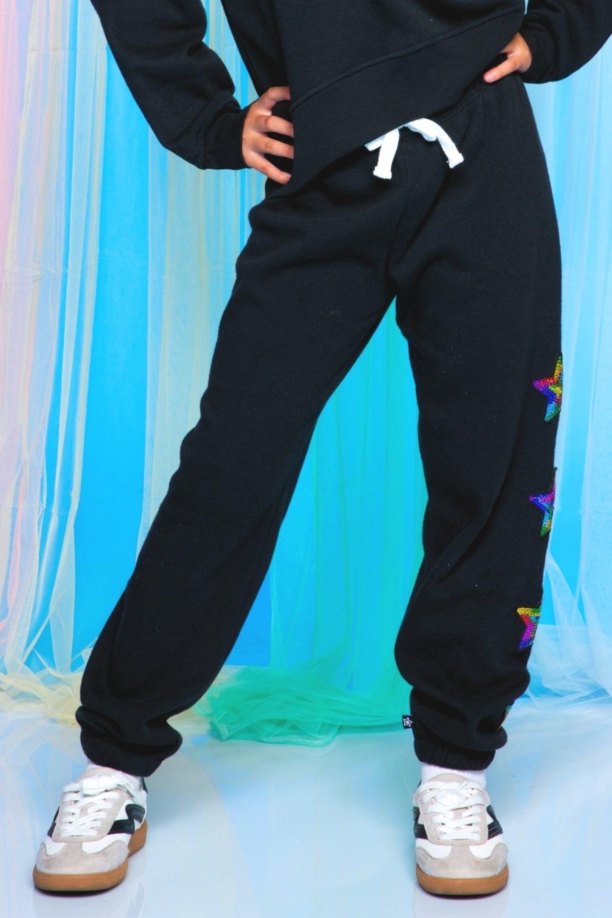 Cotton Soft French Terry Sweatpant ••• - Grey Pink Blue Stripe