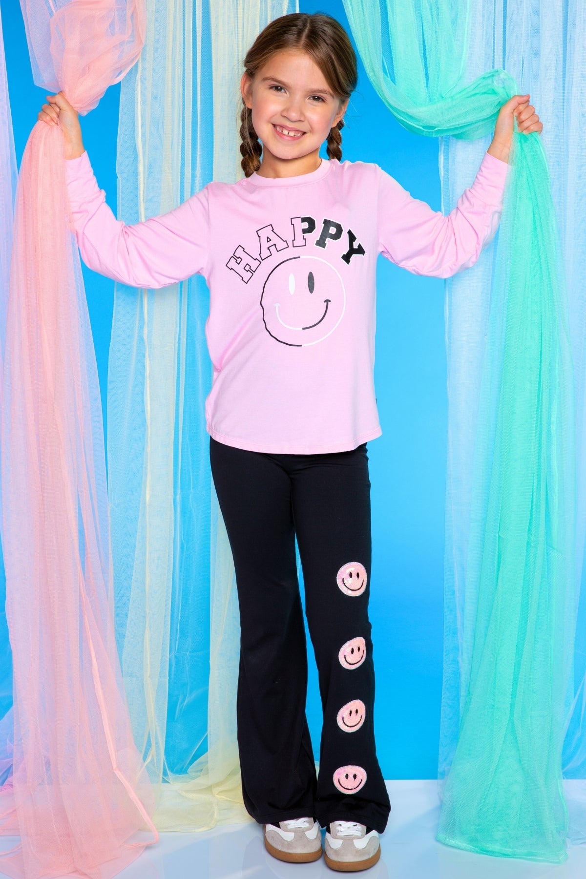 Modal Long Sleeve Shirttail Top - Black Ombre Emojis