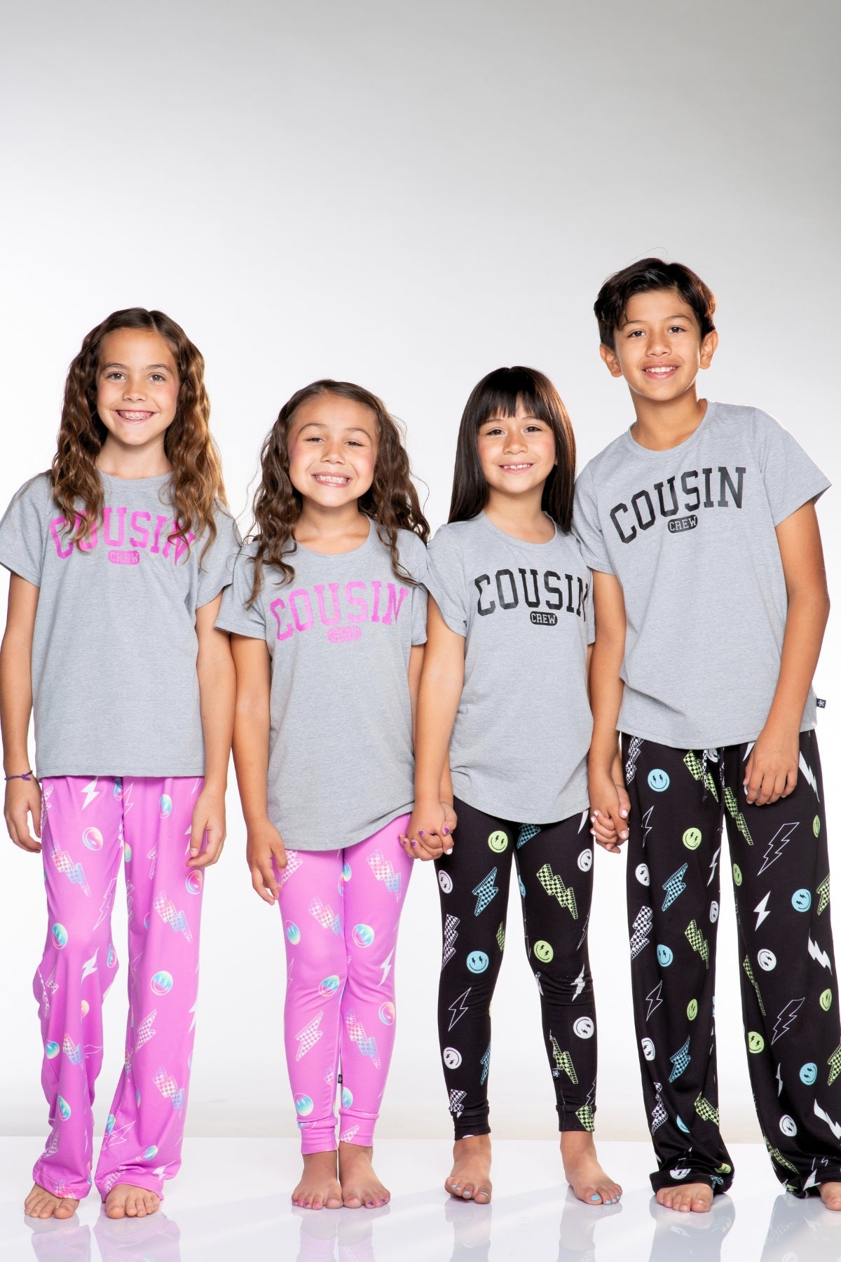 Triblend Short Sleeve Tee & Slim Lounge Bottom - Black Grey Cousin Crew Smile